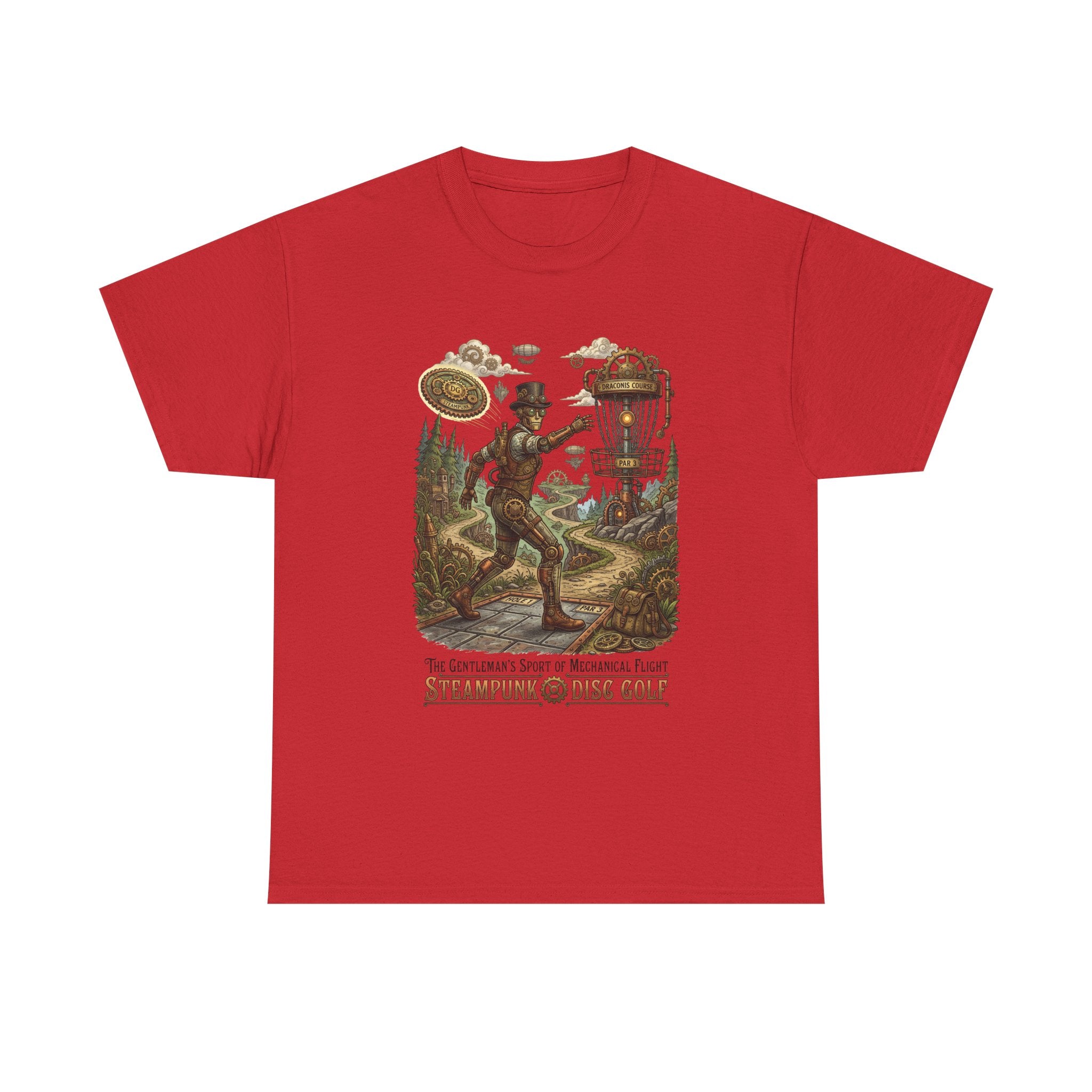 Steampunk Disc Golf T‑Shirt — Vintage Aeronautic Course Graphic Tee