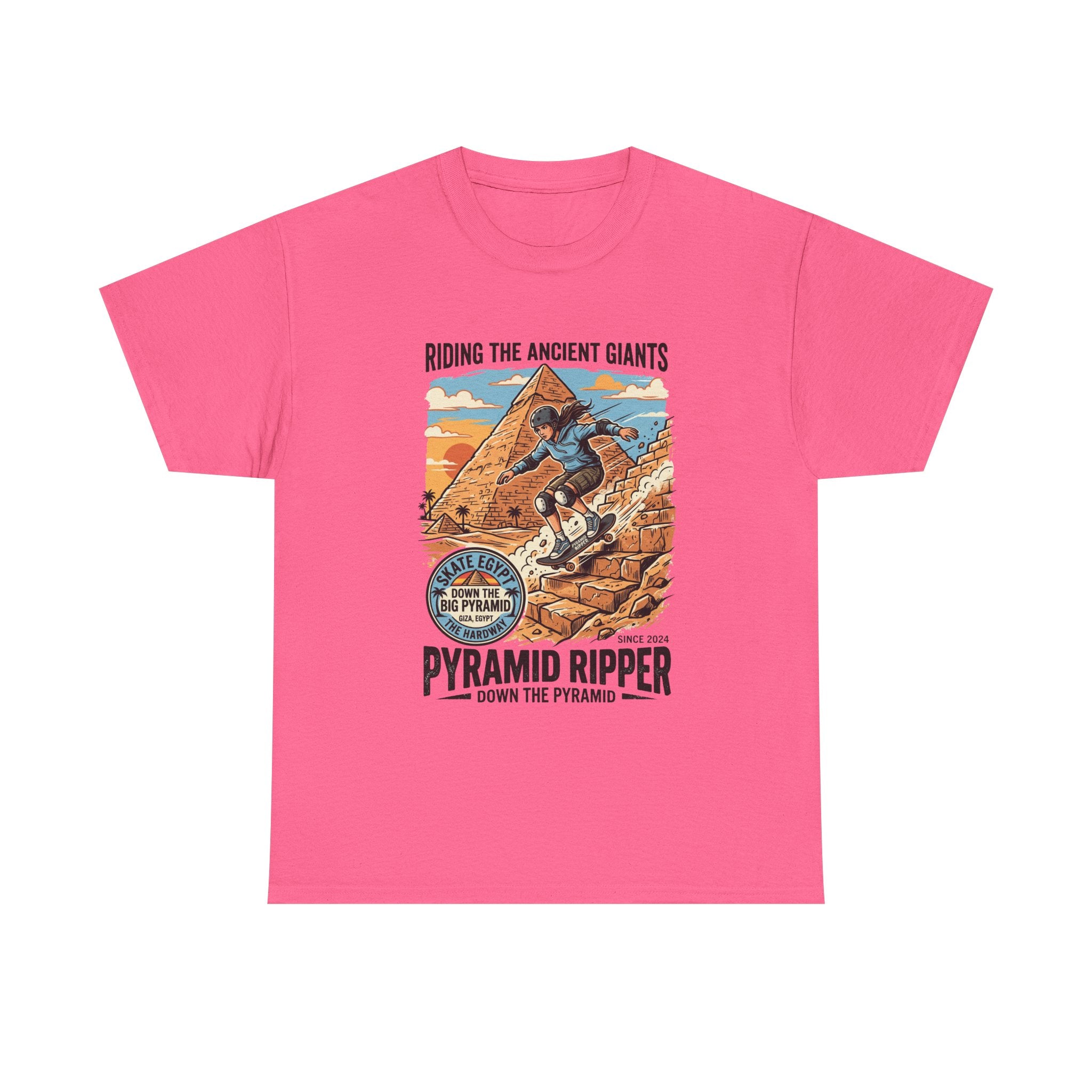 Pyramid Skateboarder T-Shirt — 'Riding the Ancient Giants' Vintage Surf Graphic