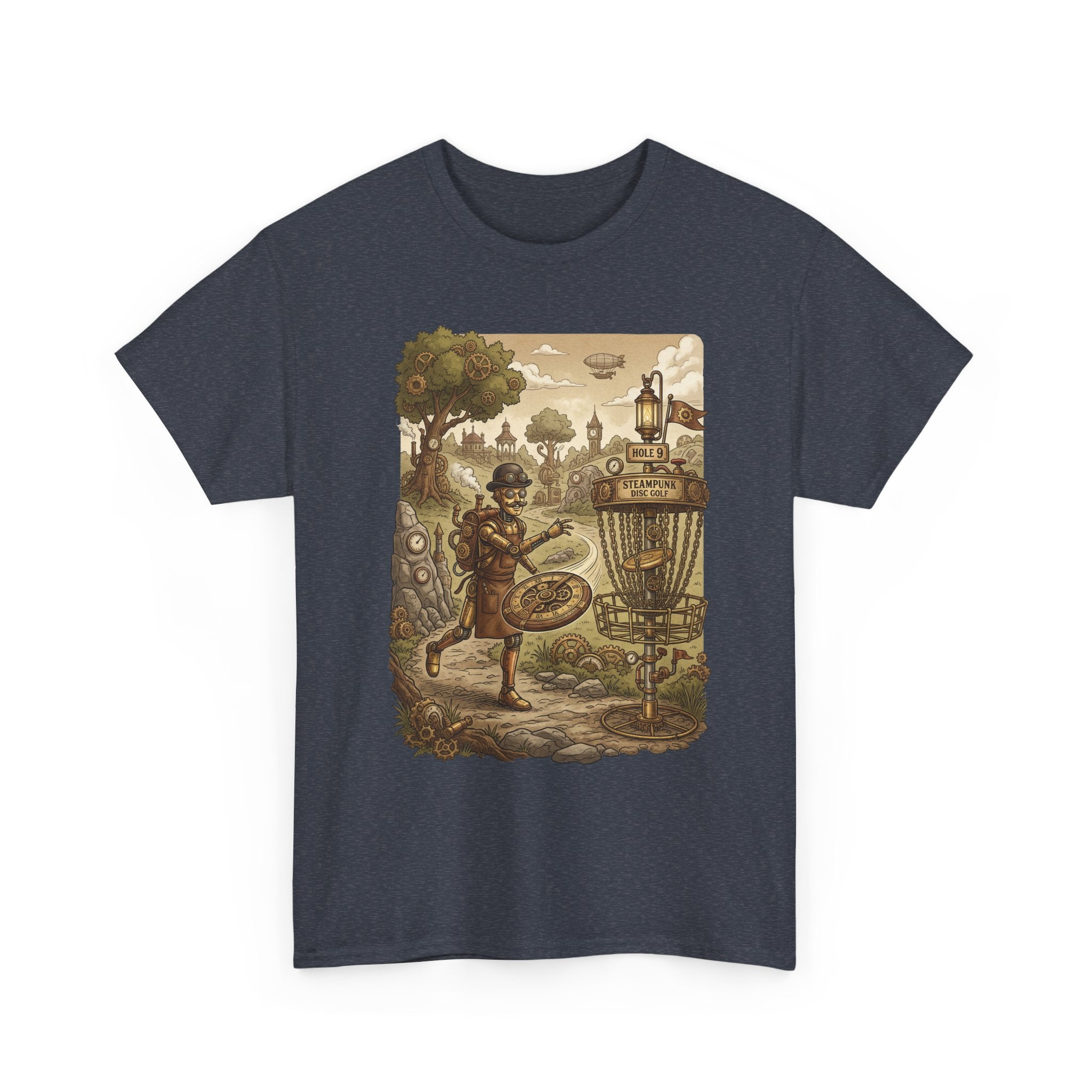 Steampunk Disc Golf Adventure Tee — Vintage Woodland Basket Design
