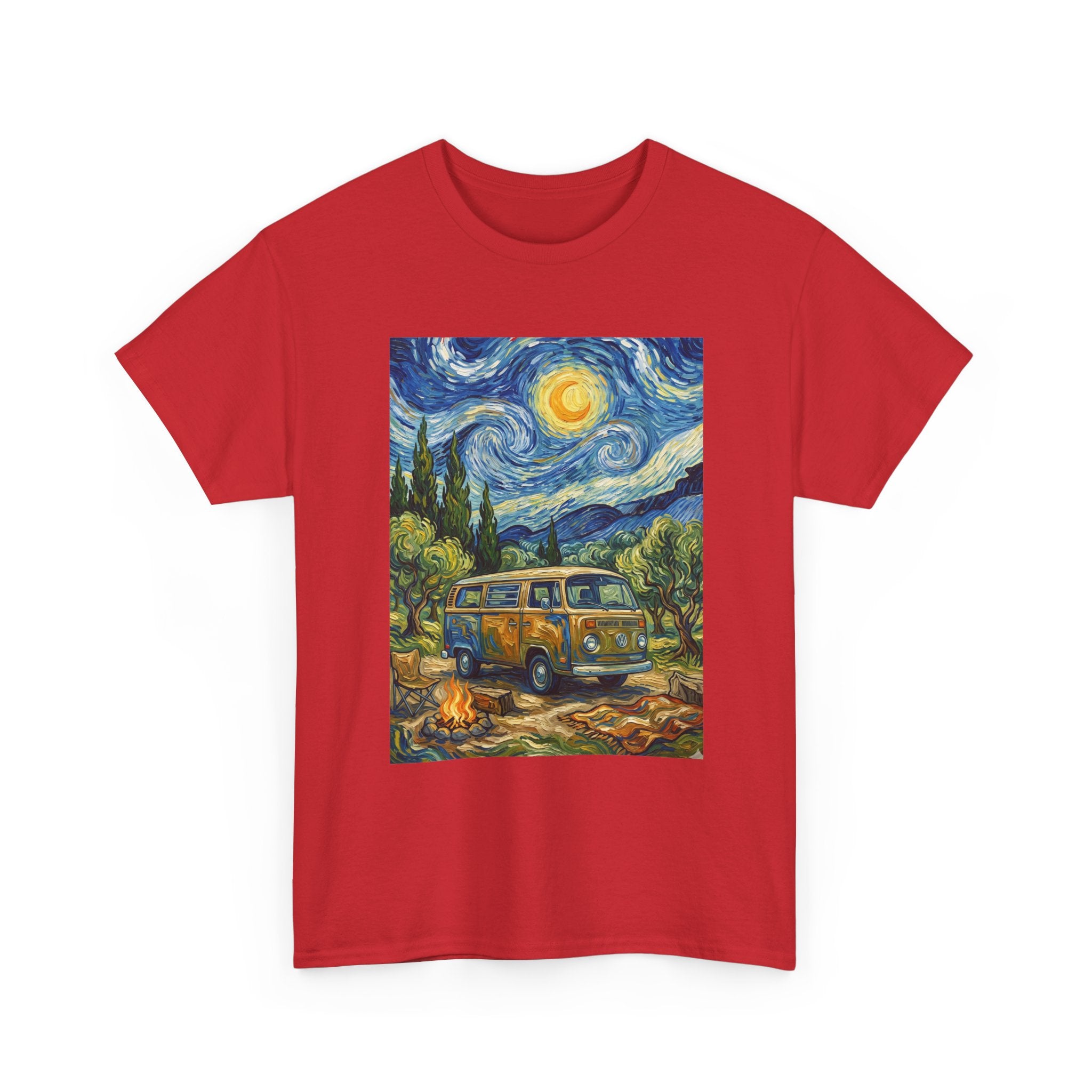 Van Gogh Night Van T-Shirt — Vintage Camper Starry Sky Tee