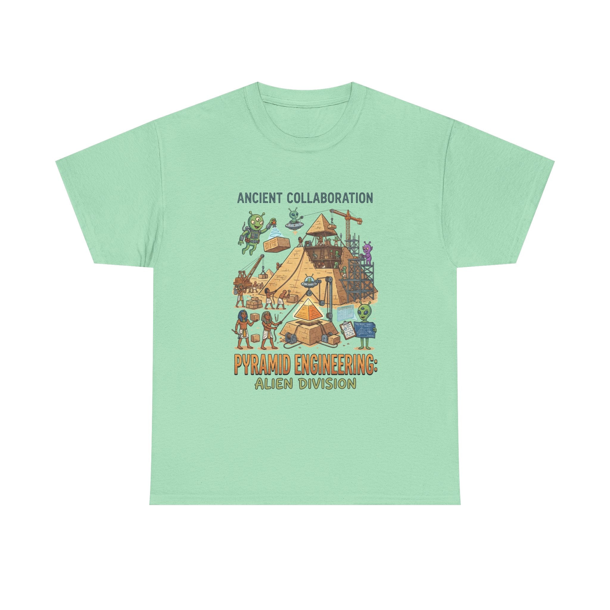 Pyramid Engineering Tee — "Ancient Collaboration" Alien Division Graphic Shirt