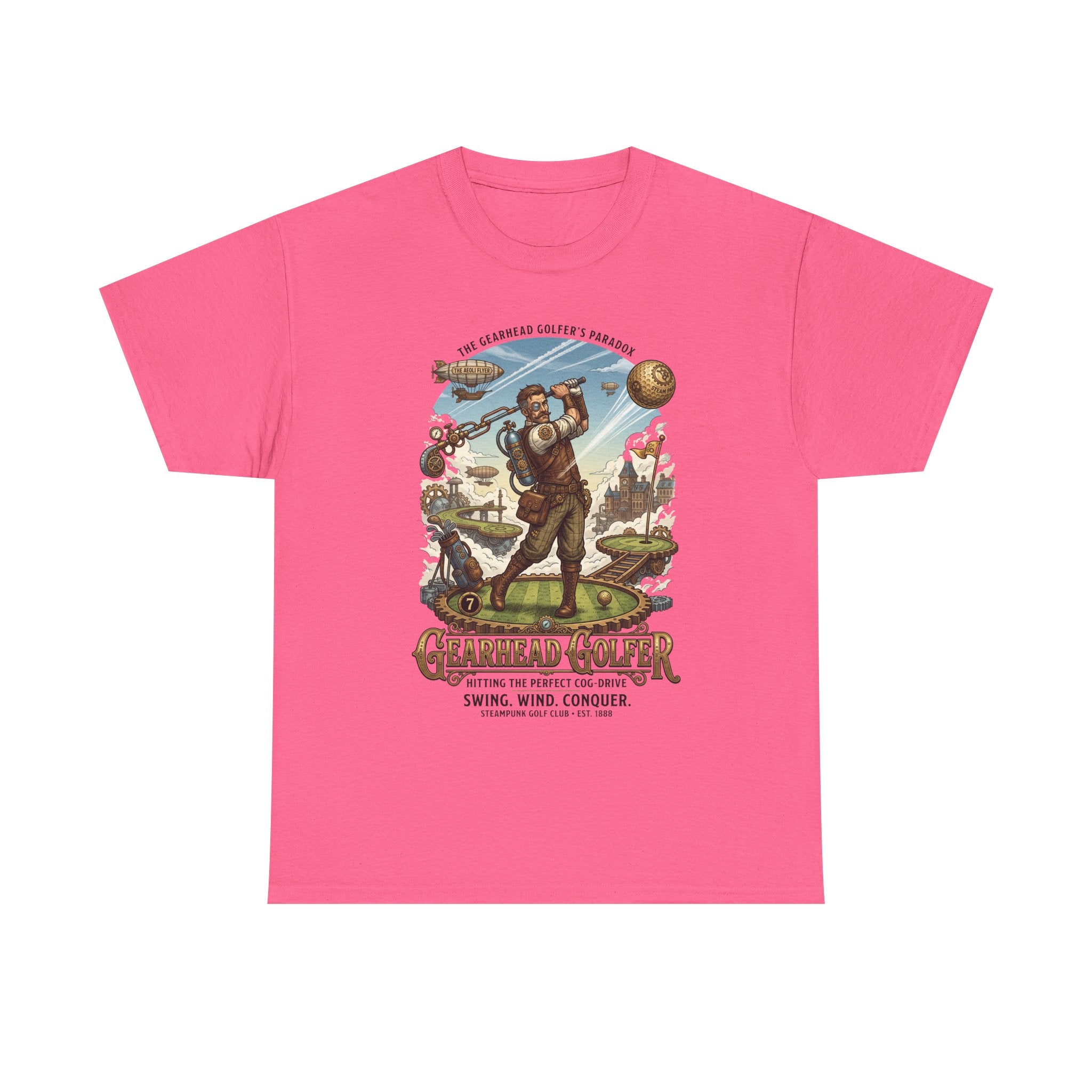 Steampunk Golf T-Shirt - 'Gearhead Golfer' Vintage Car & Golf Humor Tee