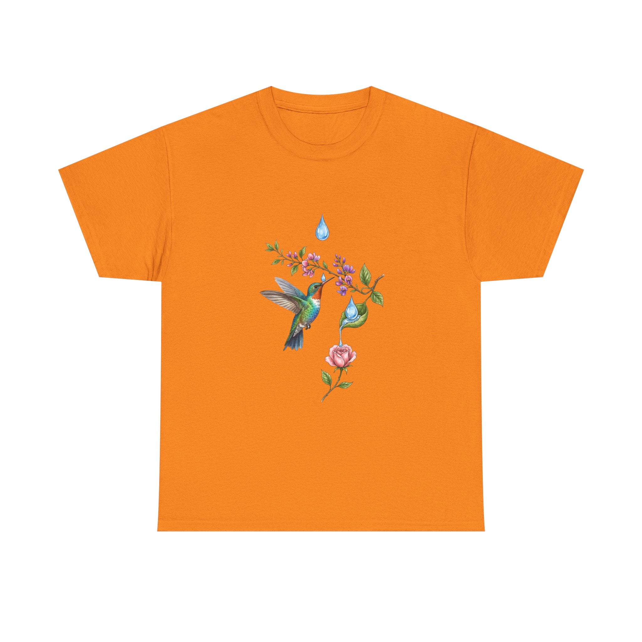 Hummingbird & Floral Tee — Watercolor Garden Shirt