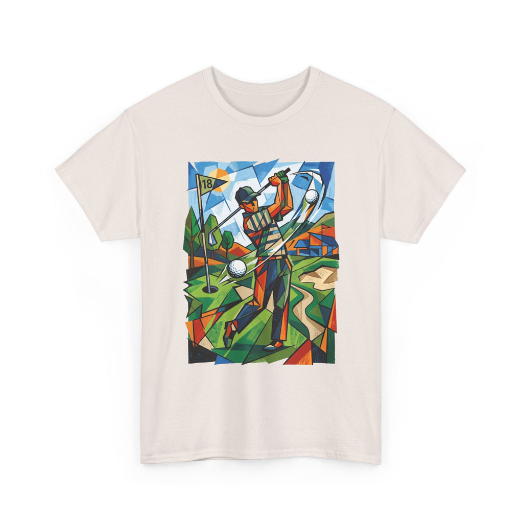 Golf Swing Art T-Shirt — Colorful Cubist Golfer Graphic Tee