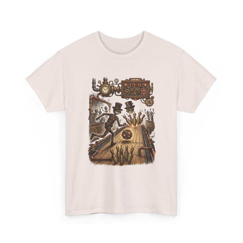 Steampunk Bowling T-Shirt — Vintage Train & Gears Graphic Tee