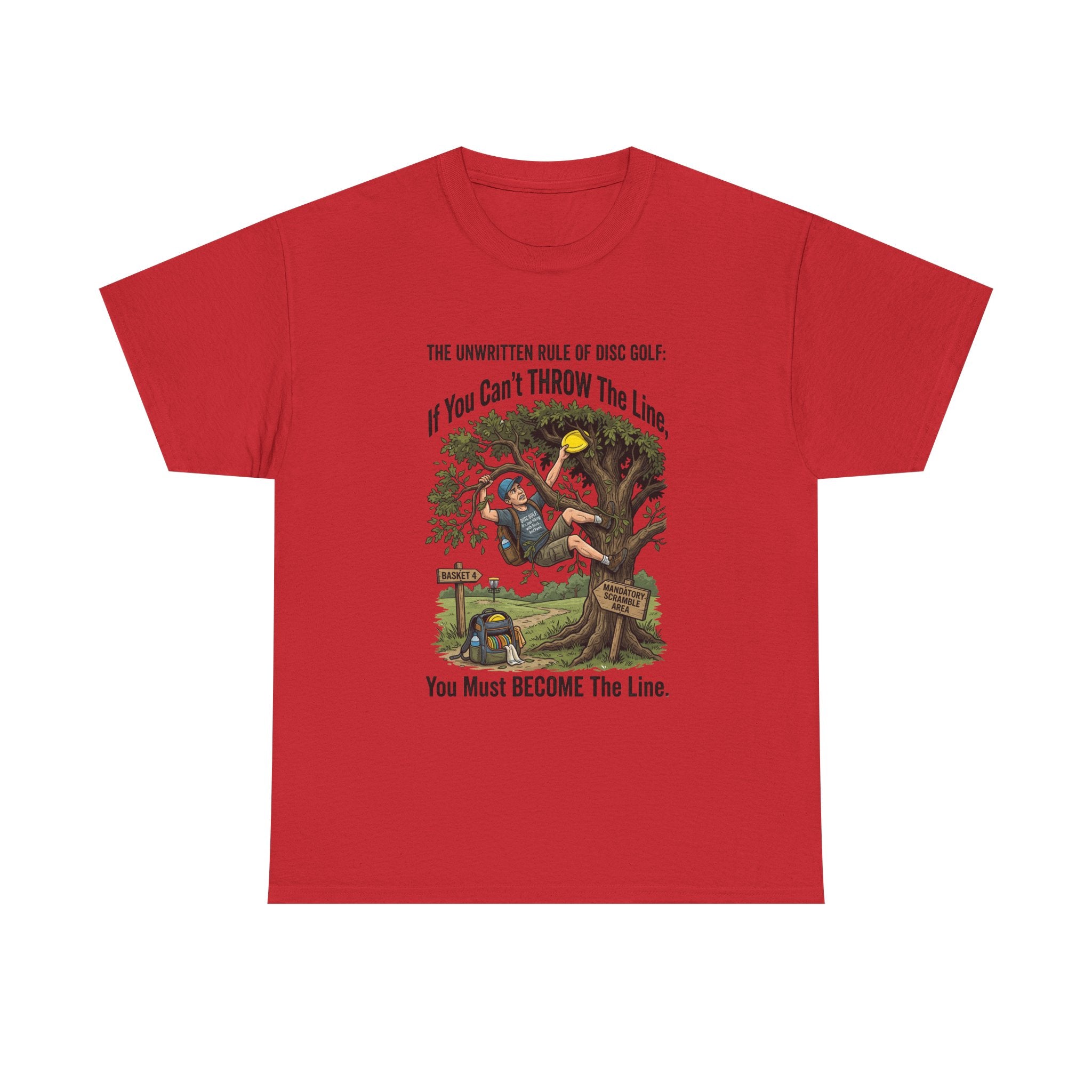 Disc Golf T-Shirt - "If You Can't Throw the Line, You Must Become the Line" Vintage Golf Cartoon Tee