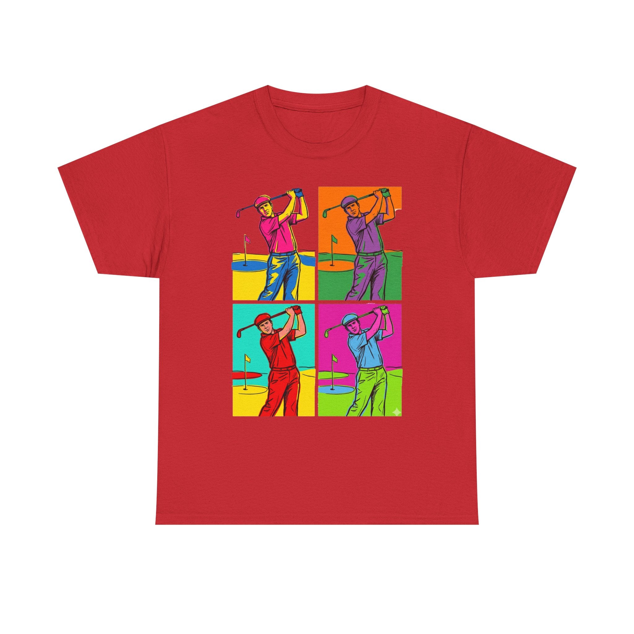 Golf Pop Art T-Shirt — Colorful Golfer Swing Graphic Tee