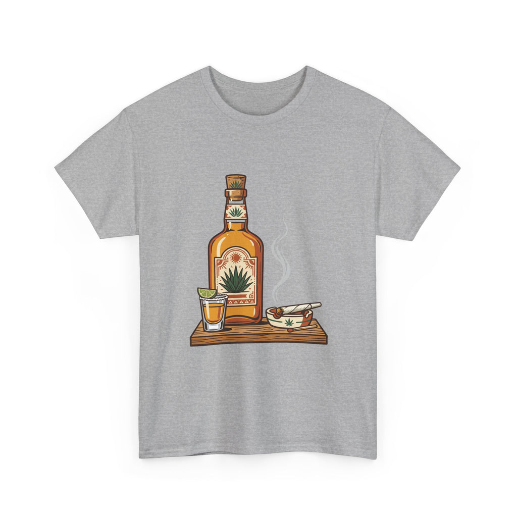 Tequila & A joint Tee — Bottle, Shot Glass & joint Graphic Shirt