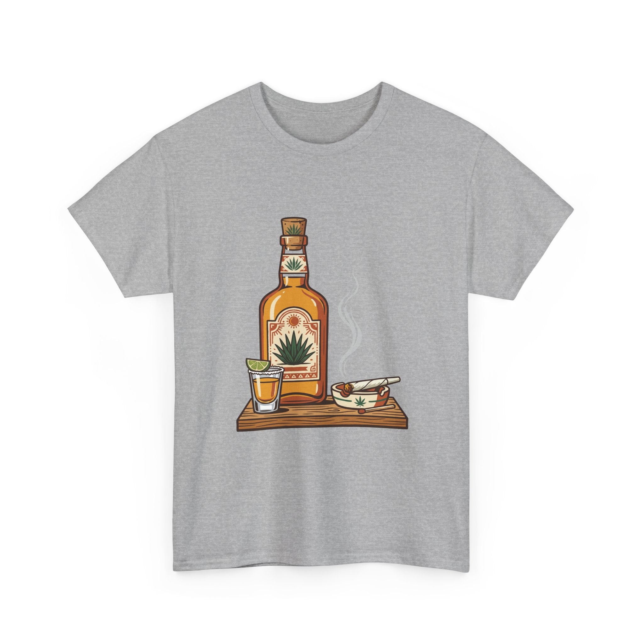 Tequila & A joint Tee — Bottle, Shot Glass & joint Graphic Shirt