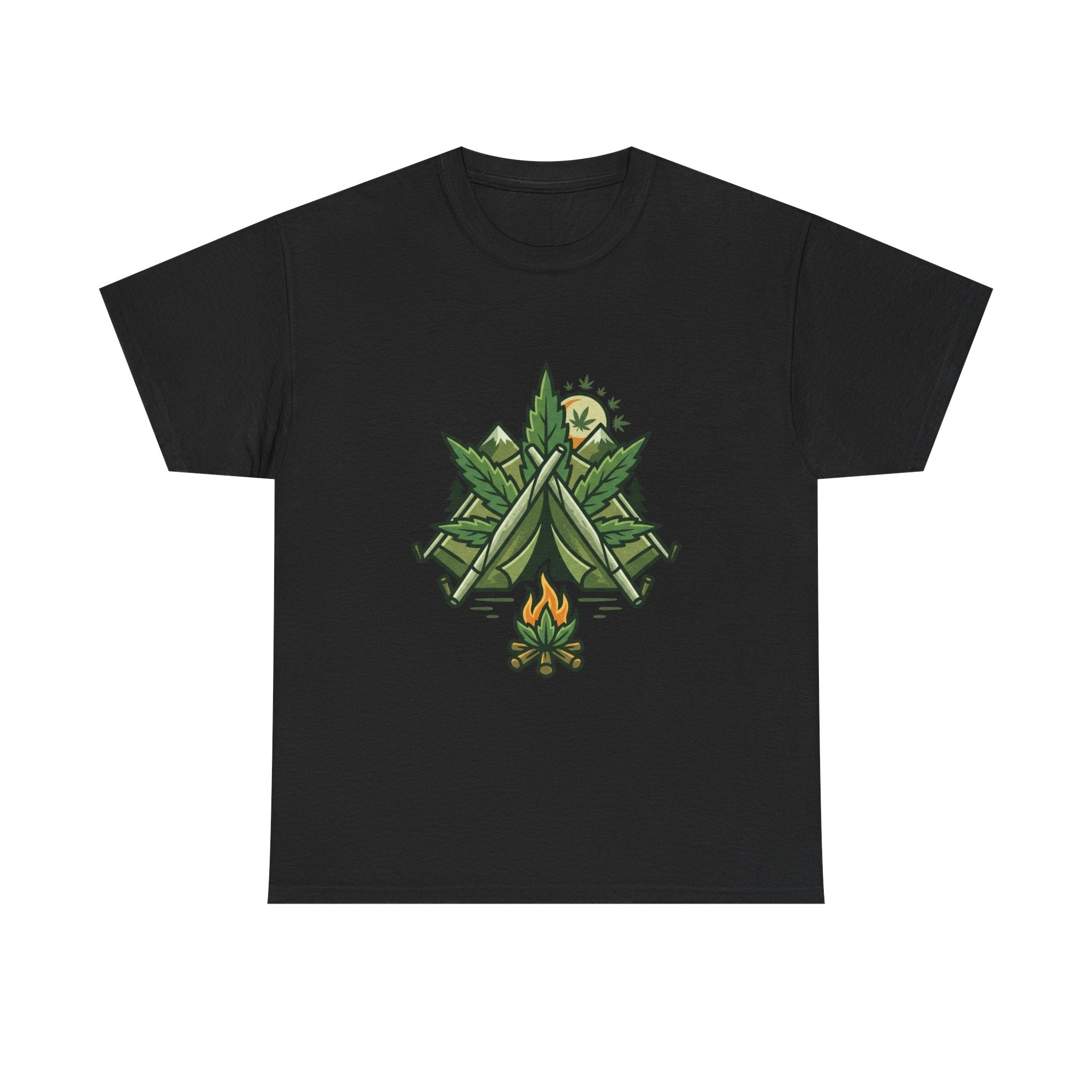 Camping Tent & Campfire T-Shirt — Outdoor Adventure Nature Tee