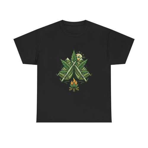 Camping Tent & Campfire T-Shirt — Outdoor Adventure Nature Tee