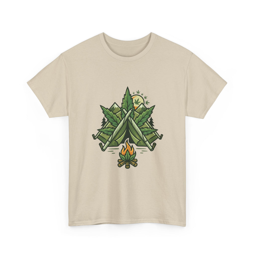 Camping Tent & Campfire T-Shirt — Outdoor Adventure Nature Tee
