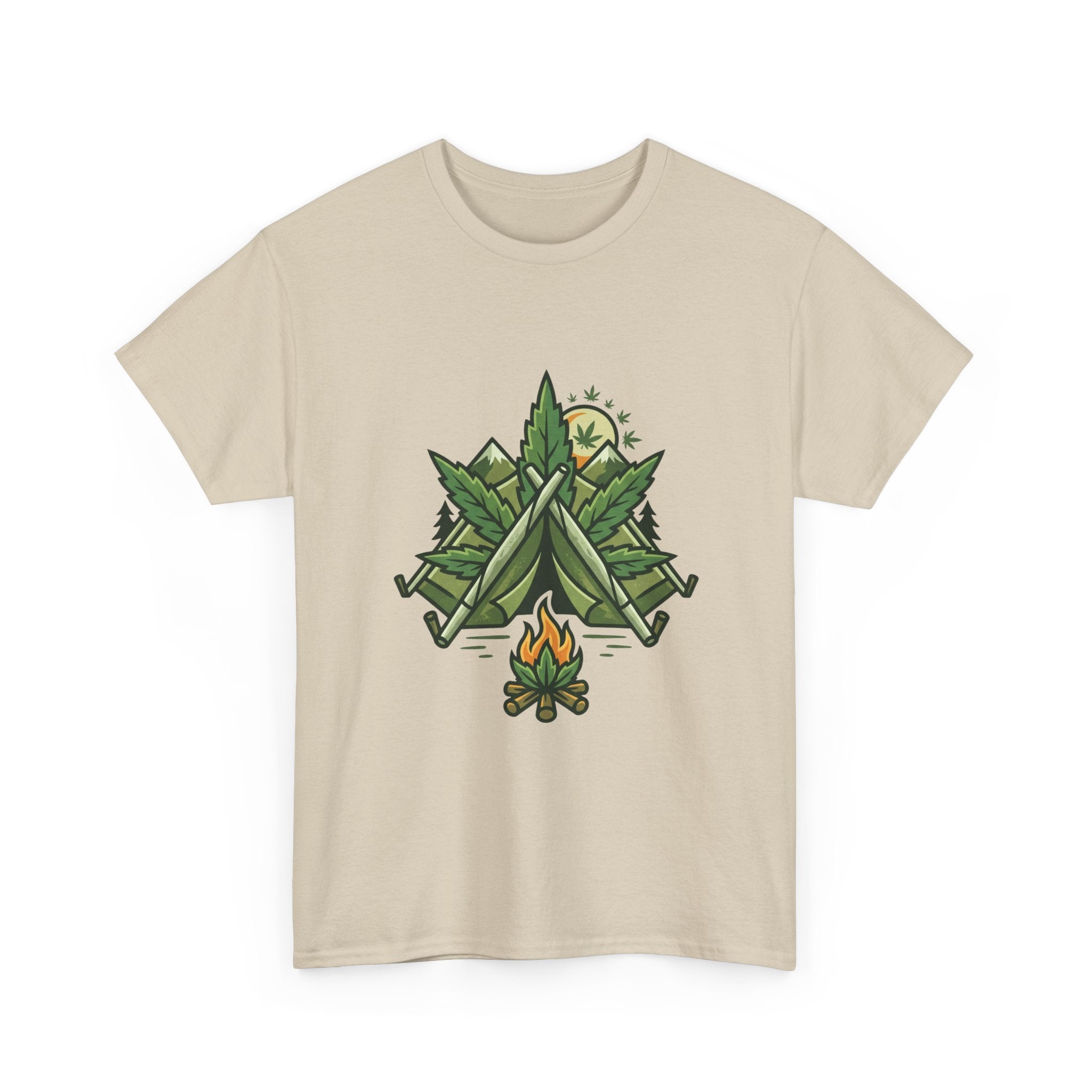 Camping Tent & Campfire T-Shirt — Outdoor Adventure Nature Tee