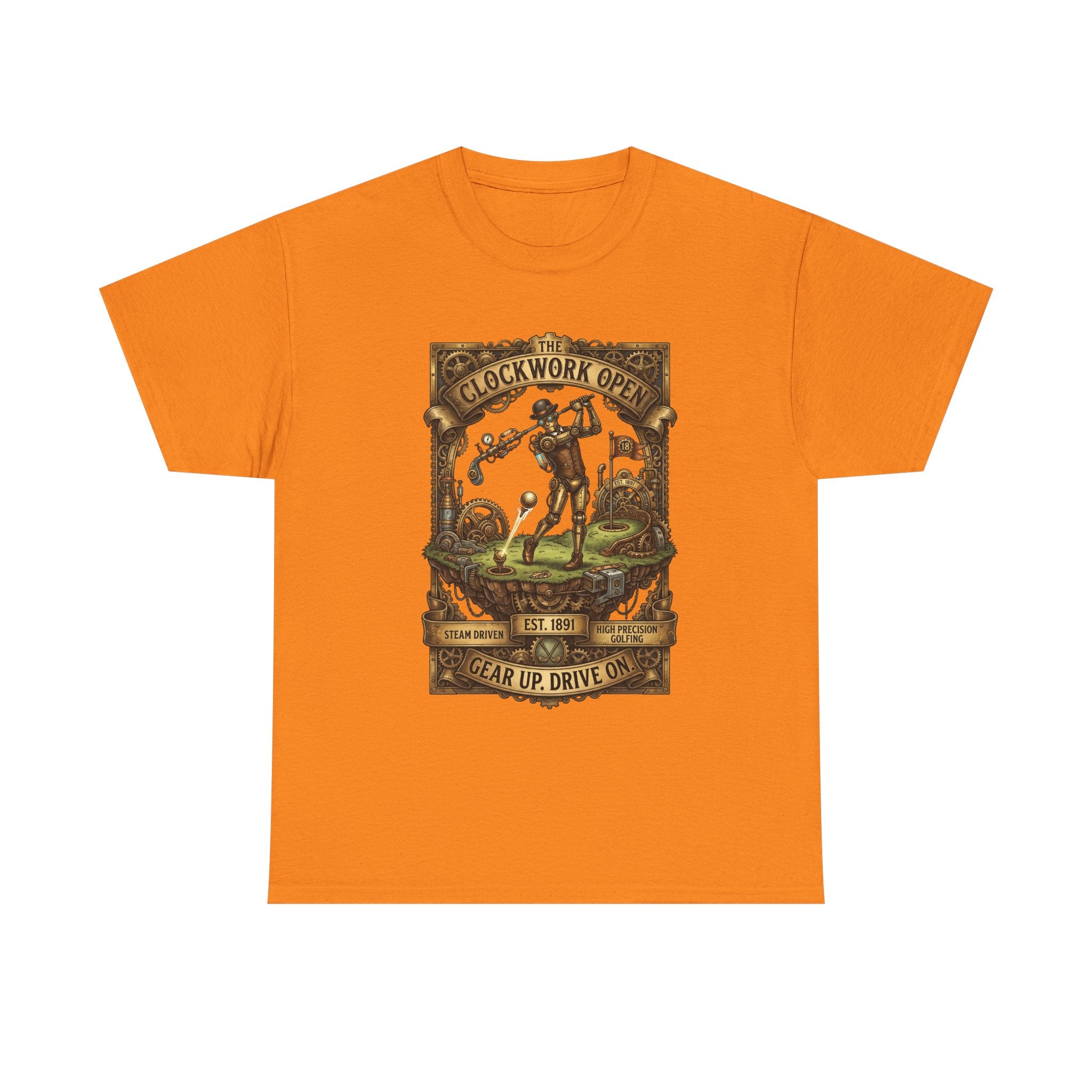 Steampunk Golf Tee — Vintage Mechanical Tin Man Graphic T-Shirt