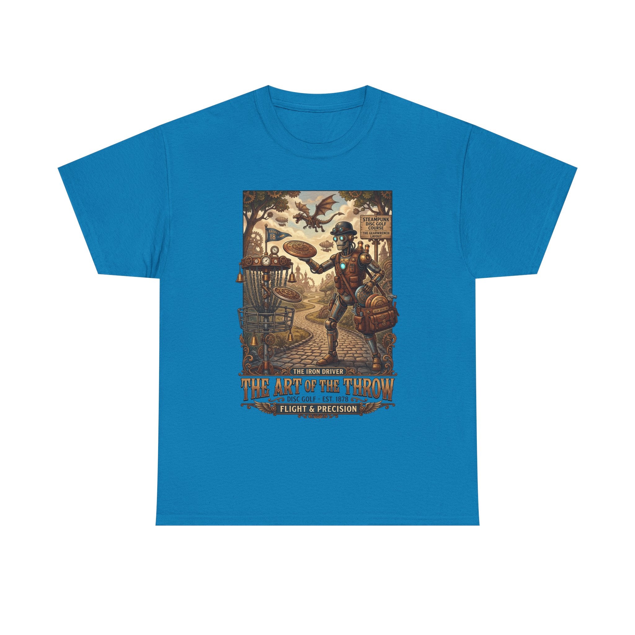 Steampunk Disc Golf T-Shirt — "The Art of the Throw" Vintage Disc Golfer Graphic Tee