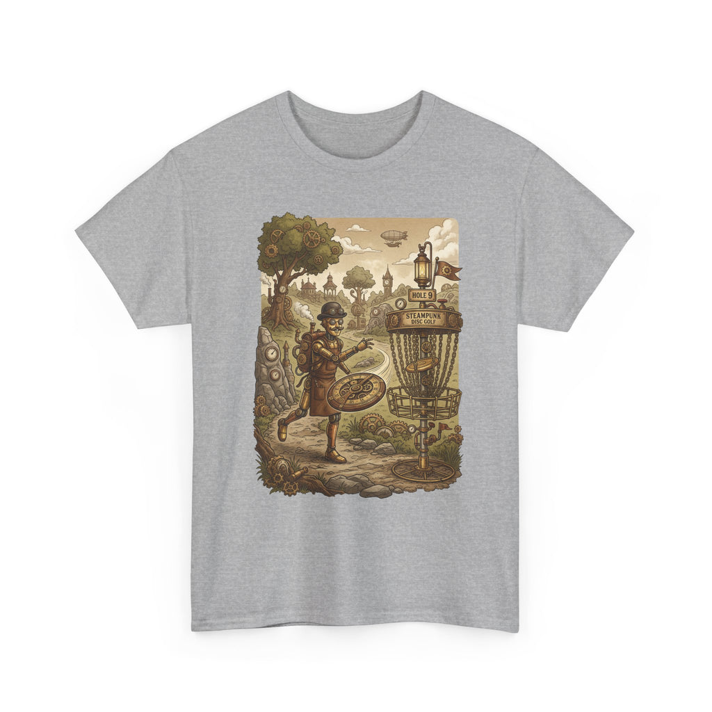 Steampunk Disc Golf Adventure Tee — Vintage Woodland Basket Design