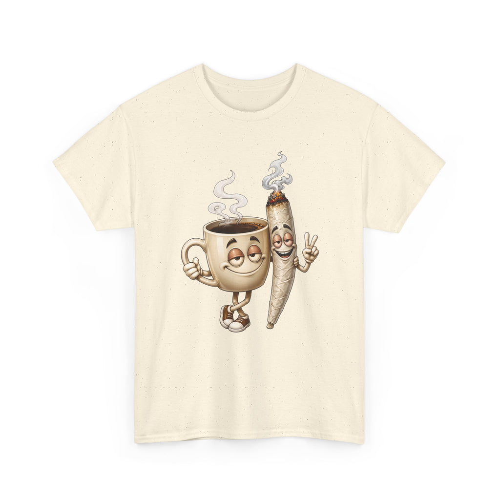 1 Coffee & Joint Funny Tee — Cute Smiling Coffee Cup and Joint Graphic Shirt