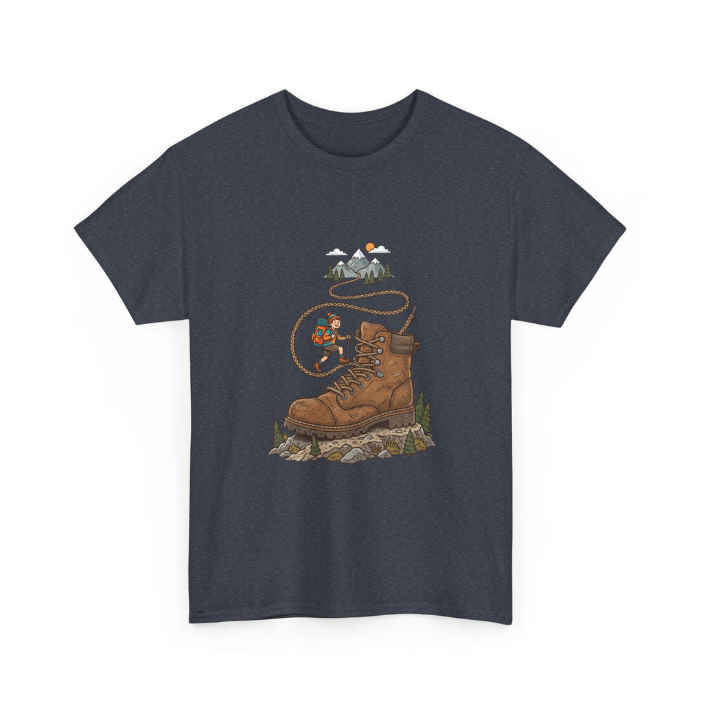Hiking Boot Adventure Graphic Tee — Outdoor Trail Camper Shirt