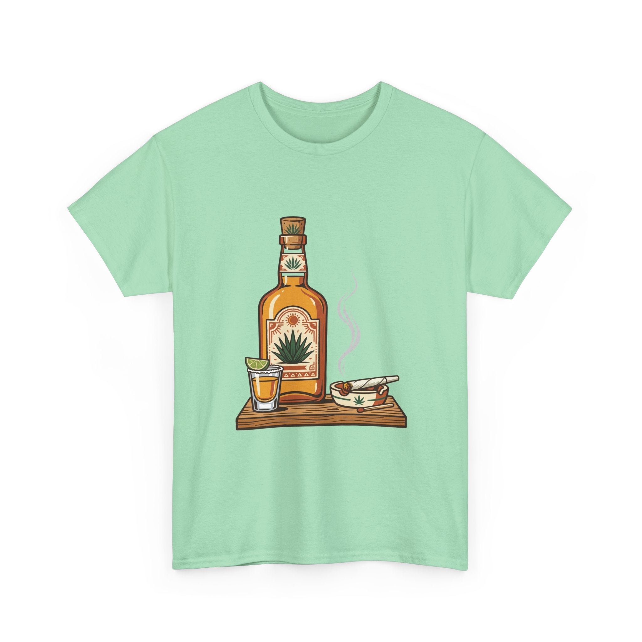 Tequila & A joint Tee — Bottle, Shot Glass & joint Graphic Shirt