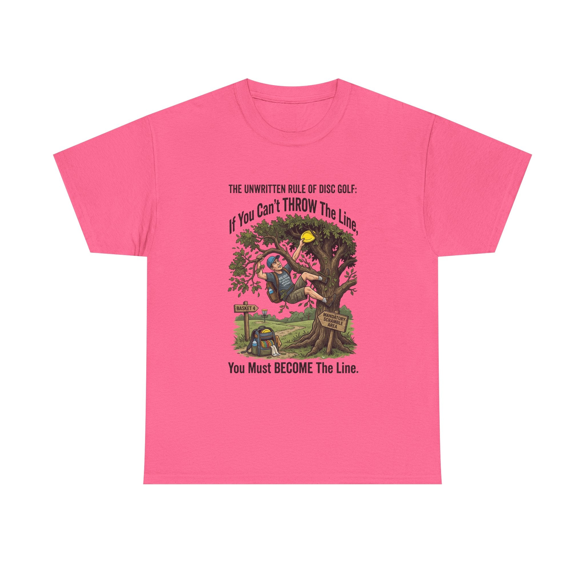 Disc Golf T-Shirt - "If You Can't Throw the Line, You Must Become the Line" Vintage Golf Cartoon Tee