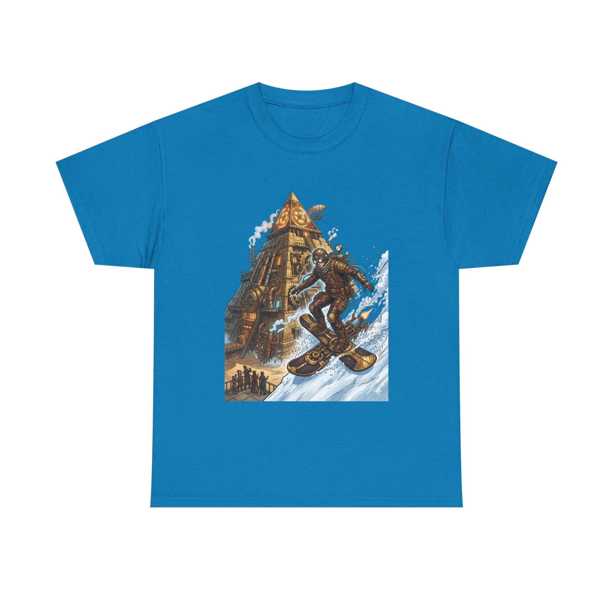 Steampunk Snowboard T‑Shirt — Retro Mountain Adventure Graphic Tee