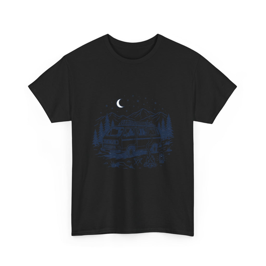 Camping Van Tee – Moonlit Mountain Adventure Graphic T-Shirt