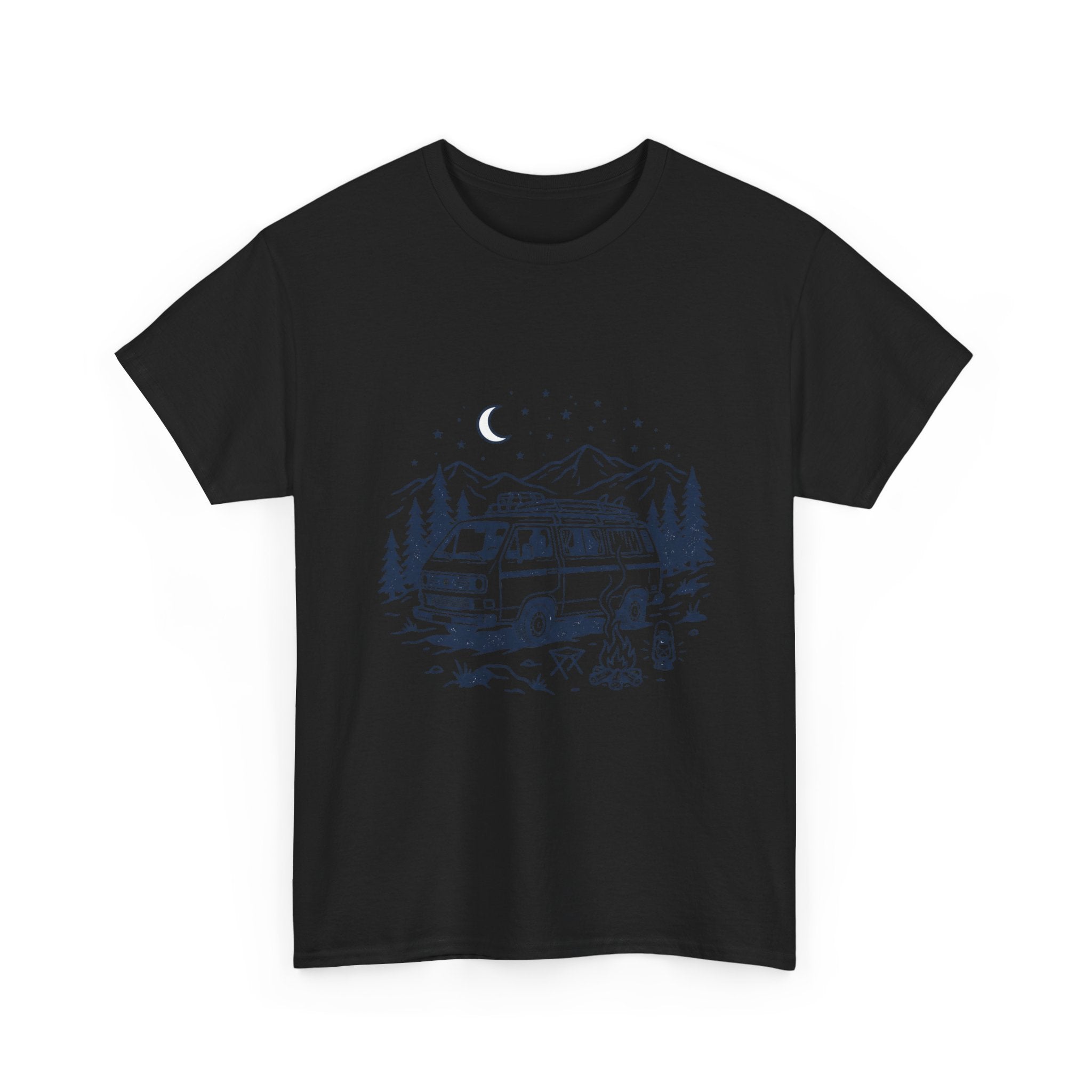 Camping Van Tee – Moonlit Mountain Adventure Graphic T-Shirt