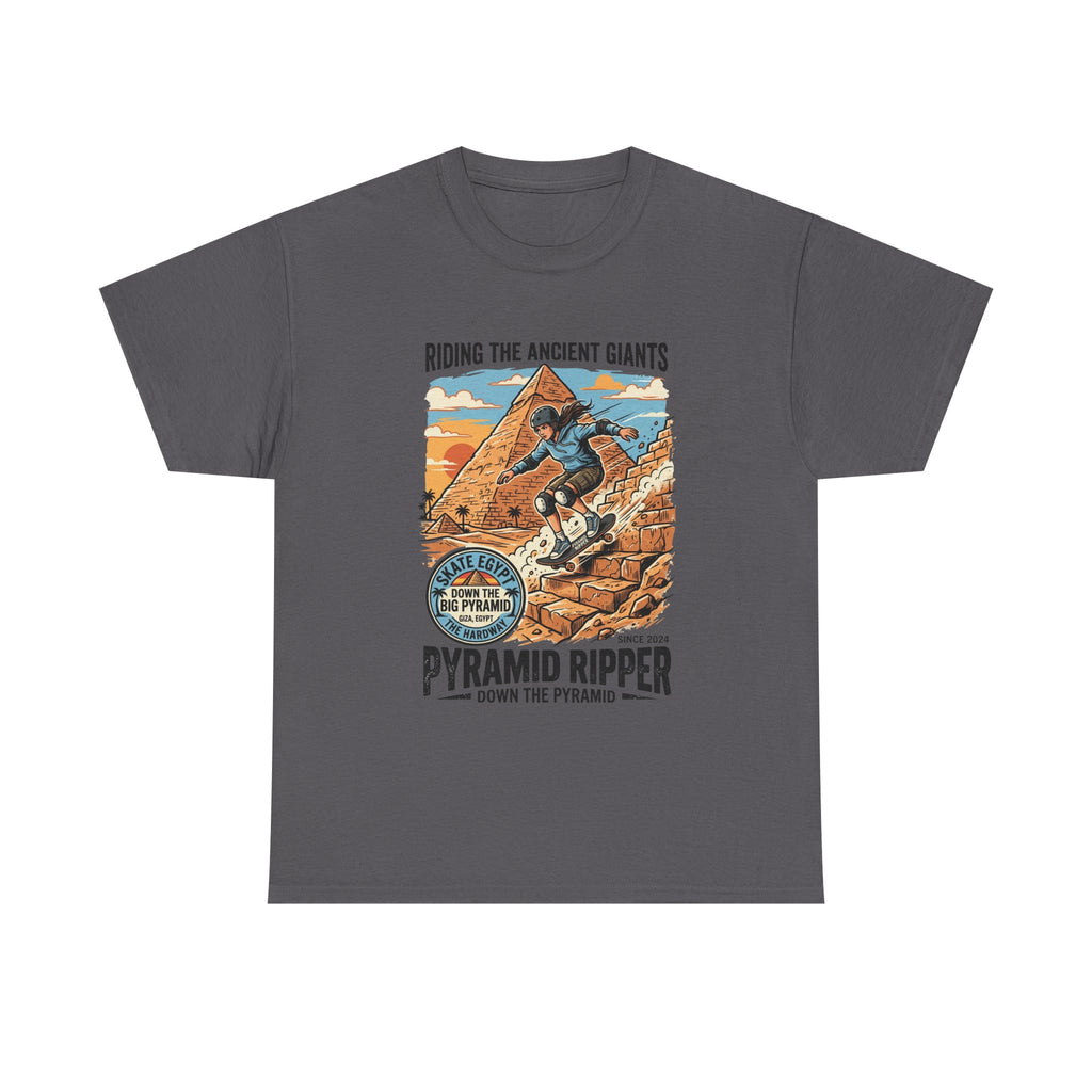 Pyramid Skateboarder T-Shirt — 'Riding the Ancient Giants' Vintage Surf Graphic