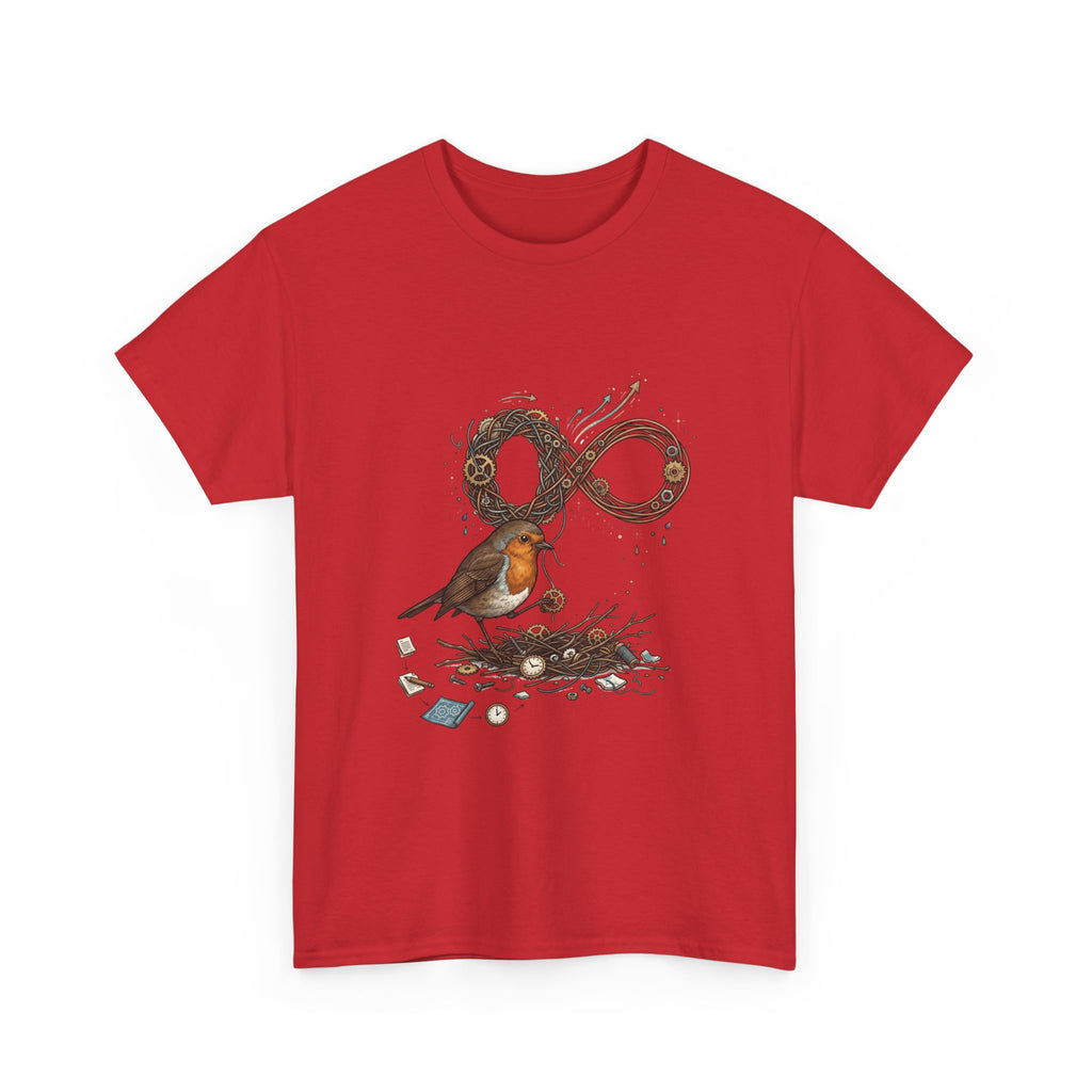 Robin & Infinity Symbol Tee — Nature-Inspired Bird Nest Graphic Shirt idk