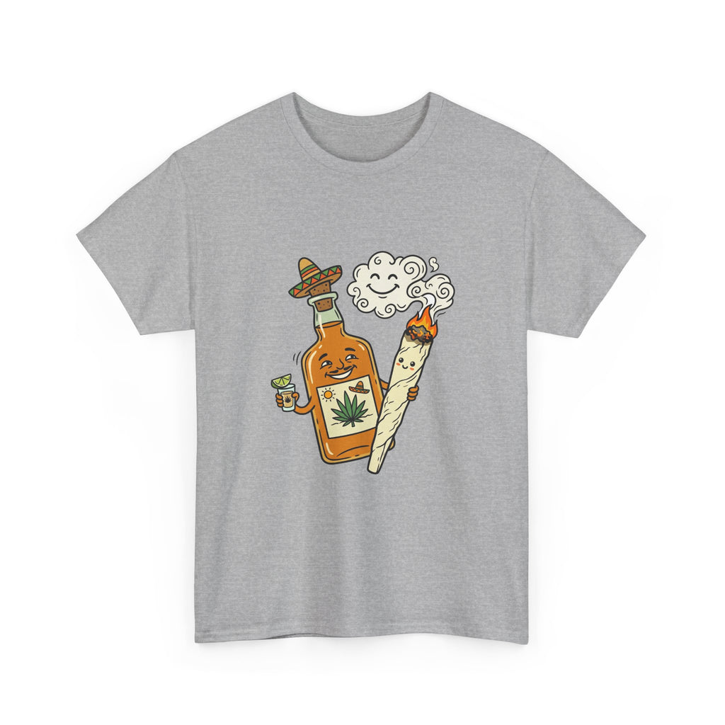 Cannabis & Tequila Tee — Funny Joint and Bottle Graphic T-Shirt