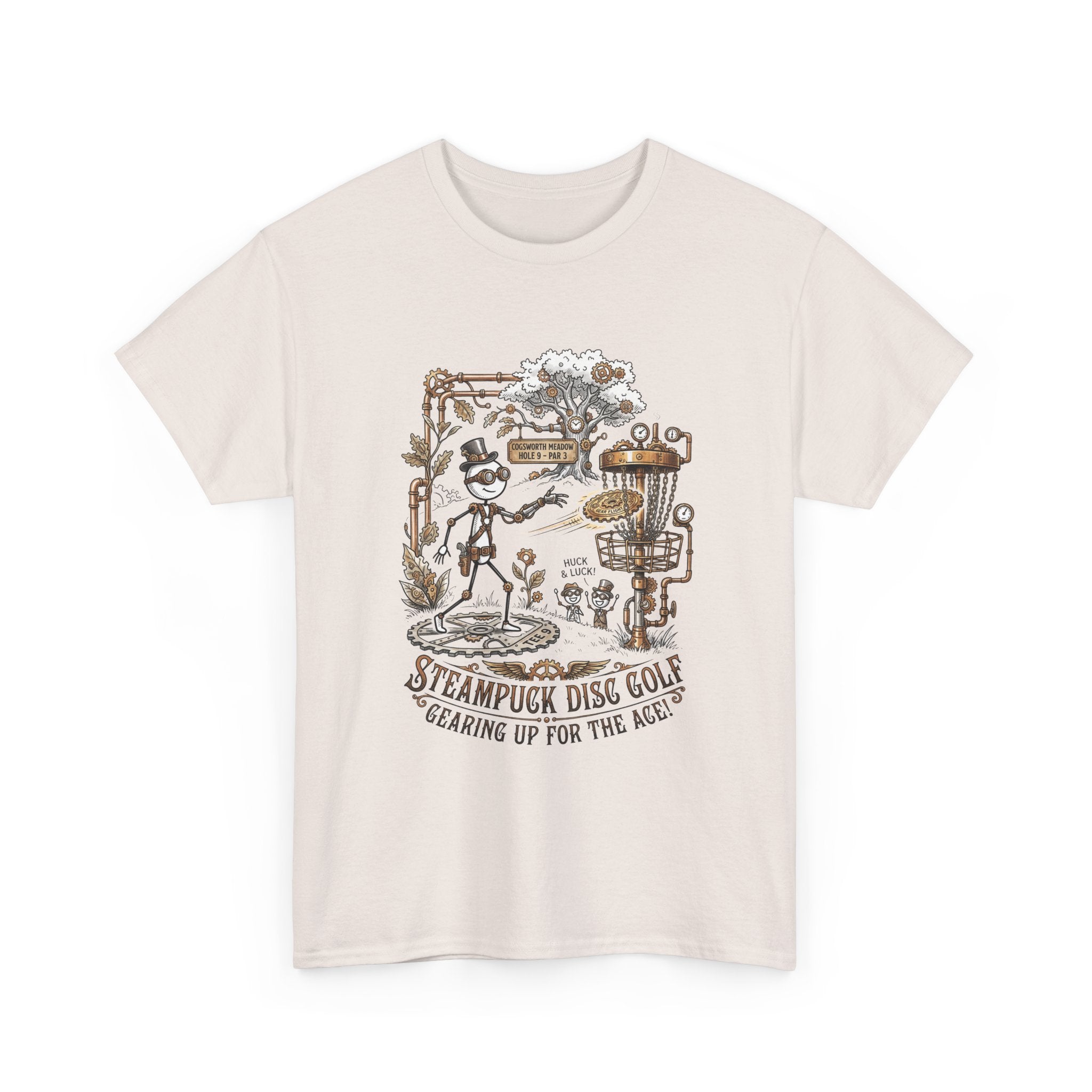 Steampunk Disc Golf T-Shirt — "Gearing Up for the Ace" Vintage Disc Golf Tee