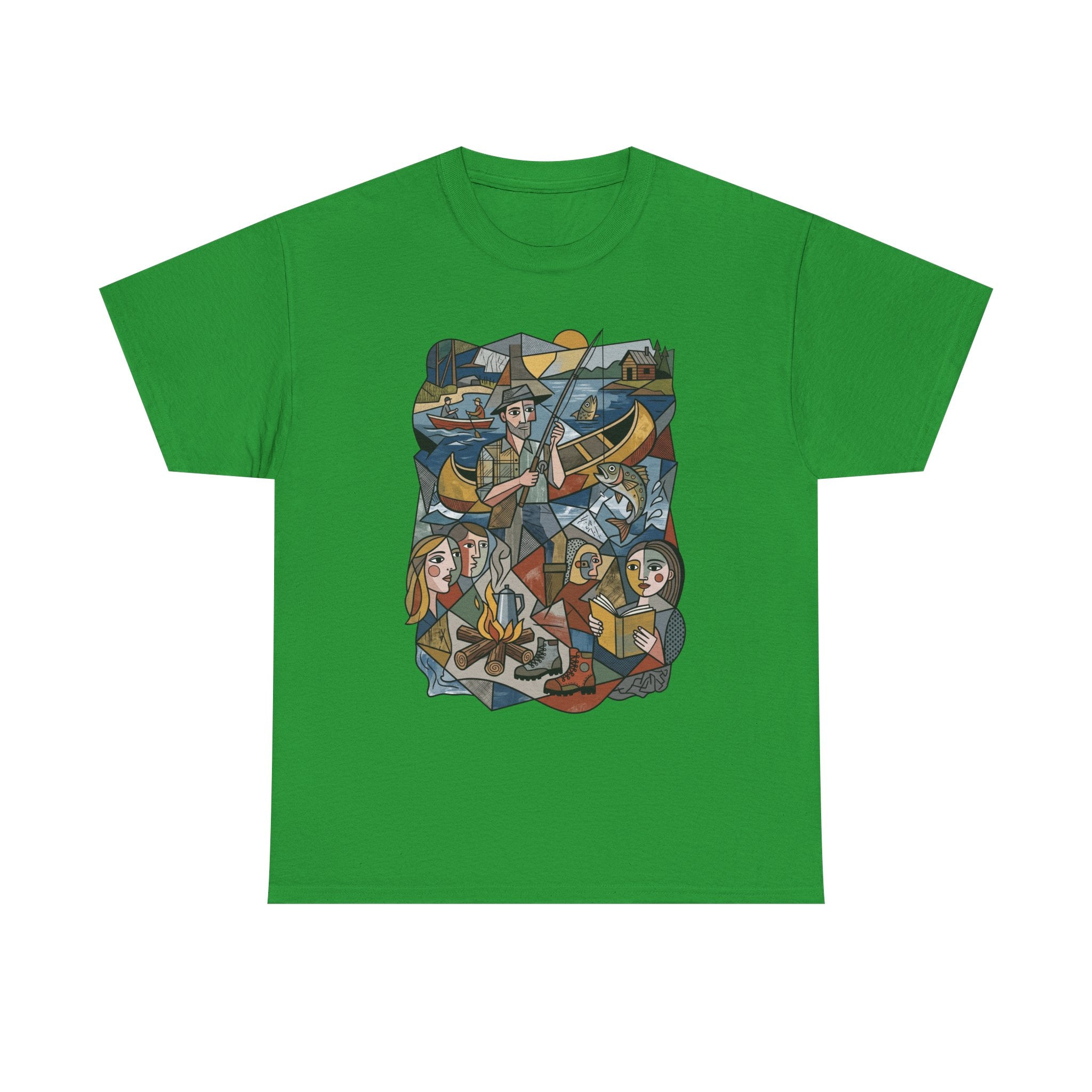 T-Shirt — Nautical Folk Art Crew: Illustrated Sailing, Fishing & Harbor Scene