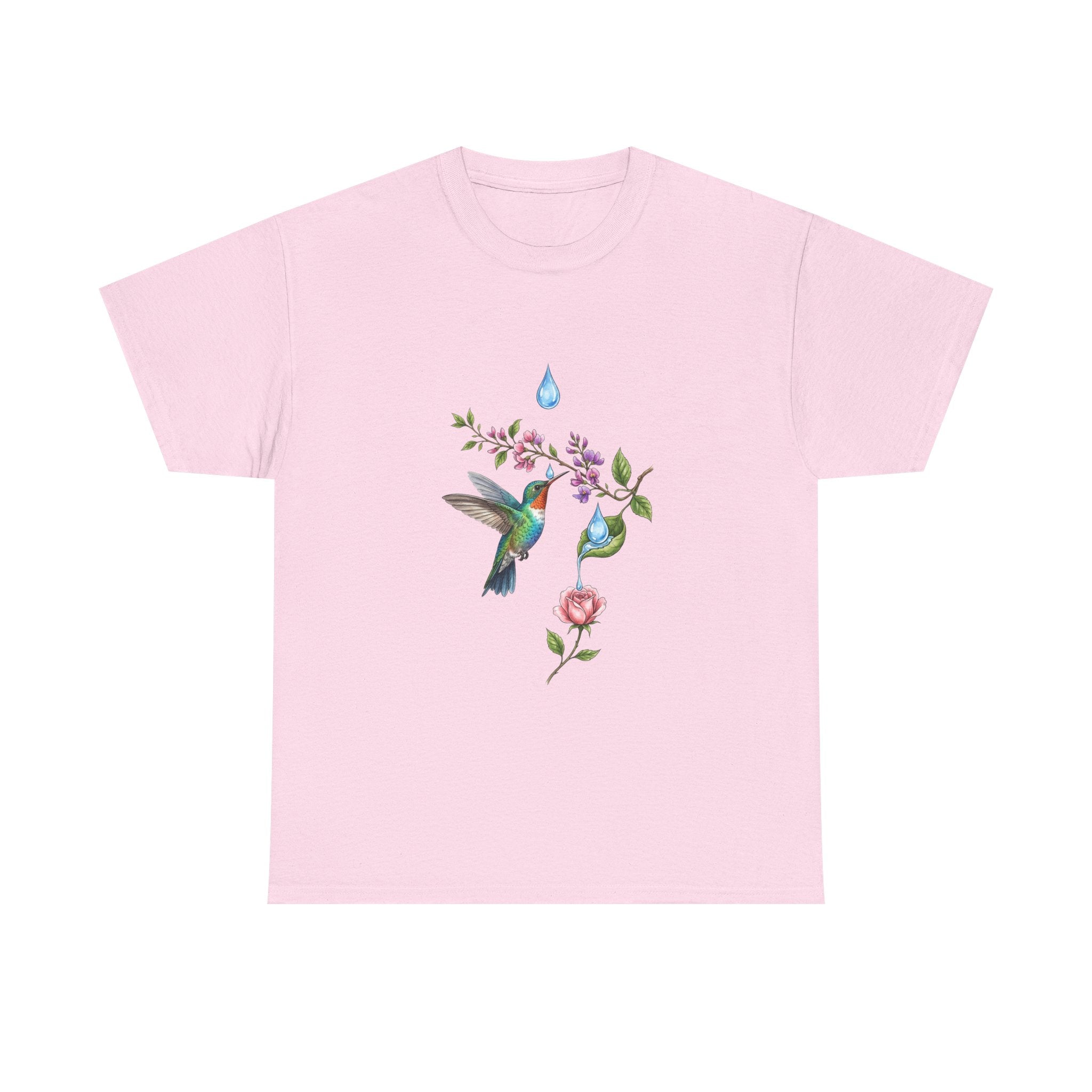 Hummingbird & Floral Tee — Watercolor Garden Shirt