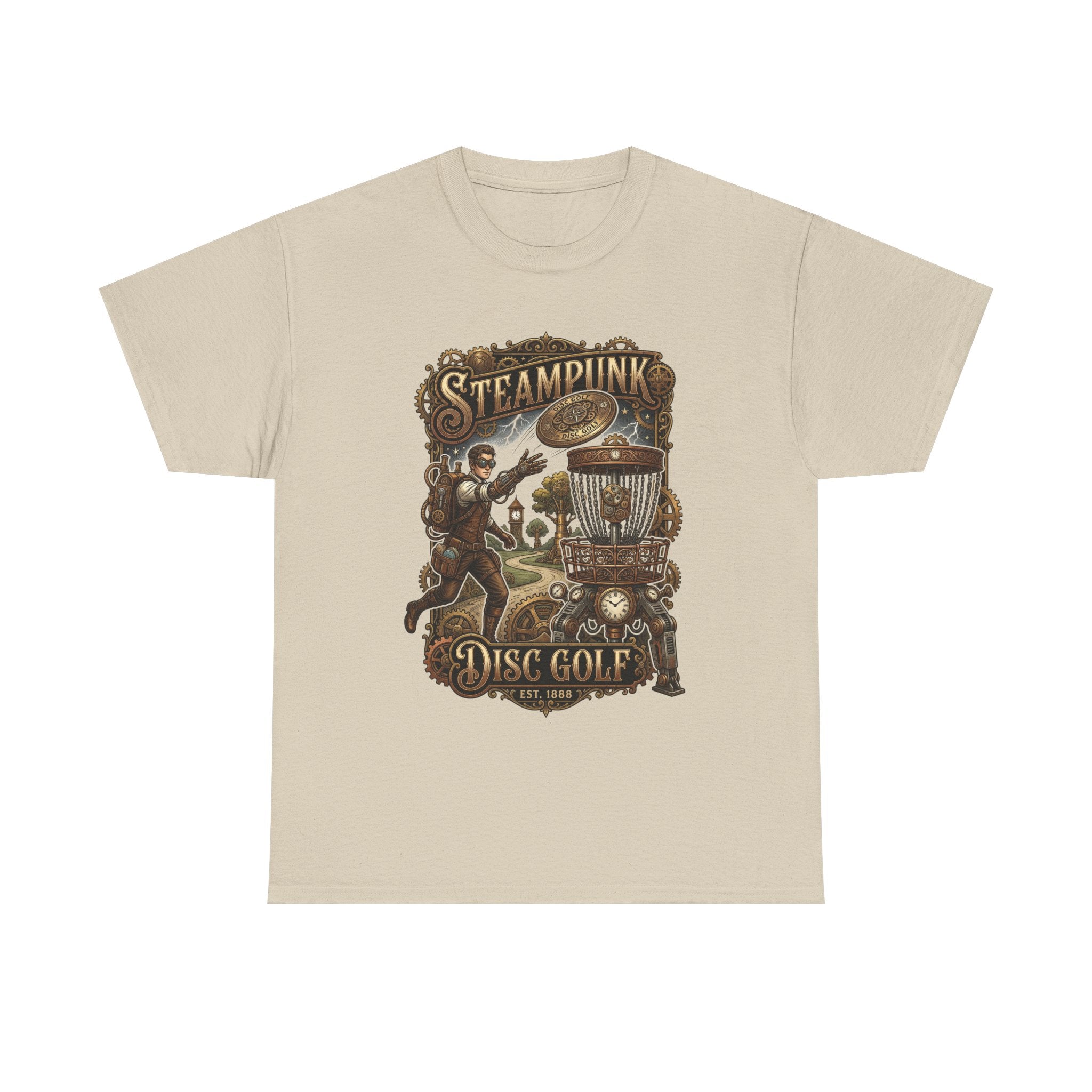 Steampunk Disc Golf T‑Shirt – Vintage Industrial Disc Golf Tee
