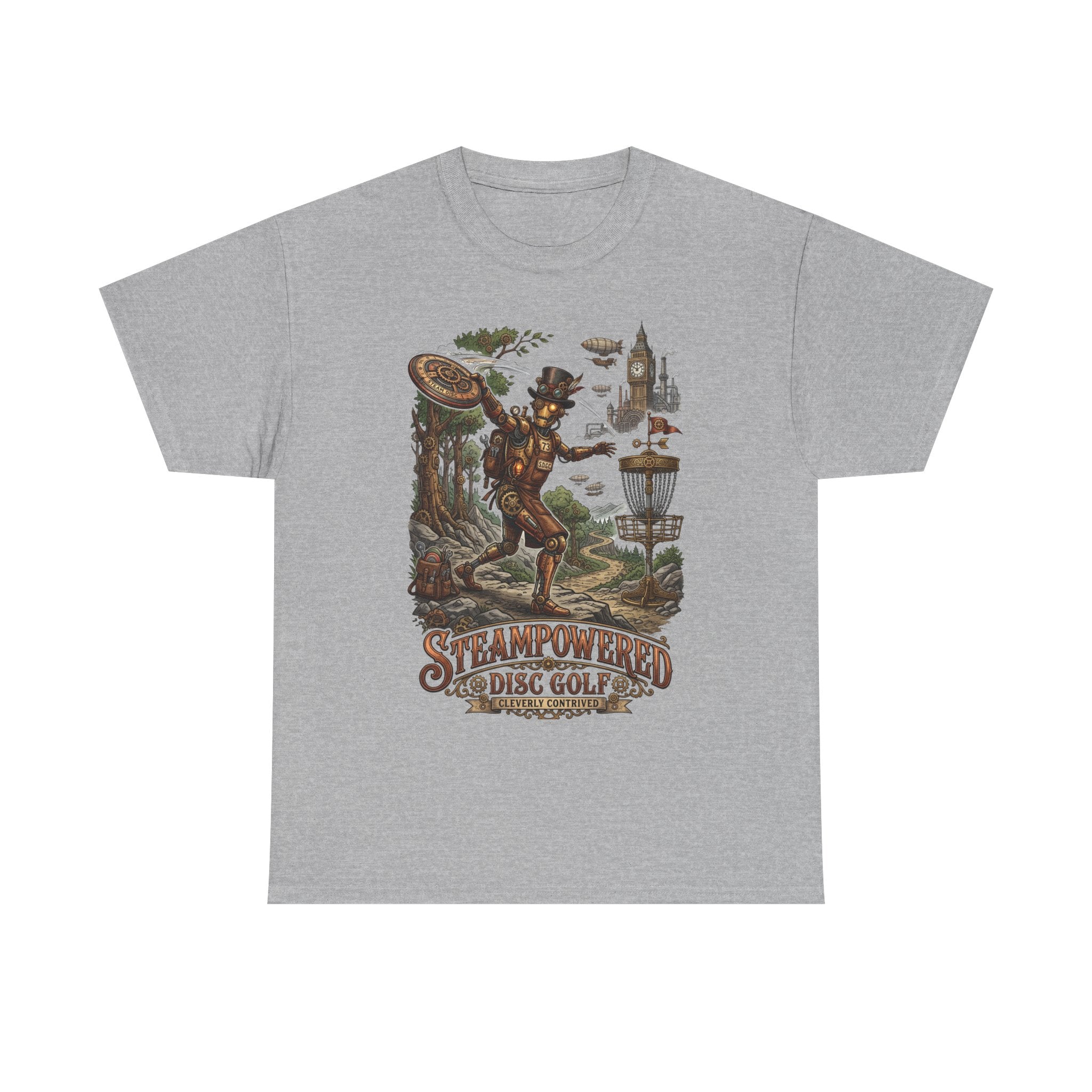 Steampunk Disc Golf T-Shirt – "Steampowered Disc Golf" Vintage Style