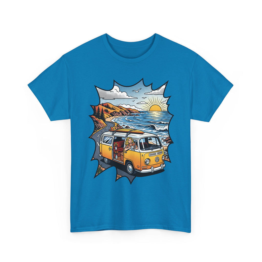 Road Trip Van T-Shirt — Vintage Camper Beach Sunset Tee