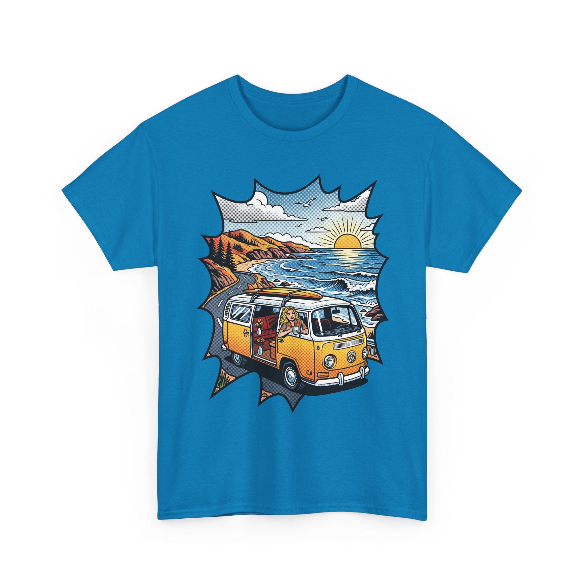 Road Trip Van T-Shirt — Vintage Camper Beach Sunset Tee