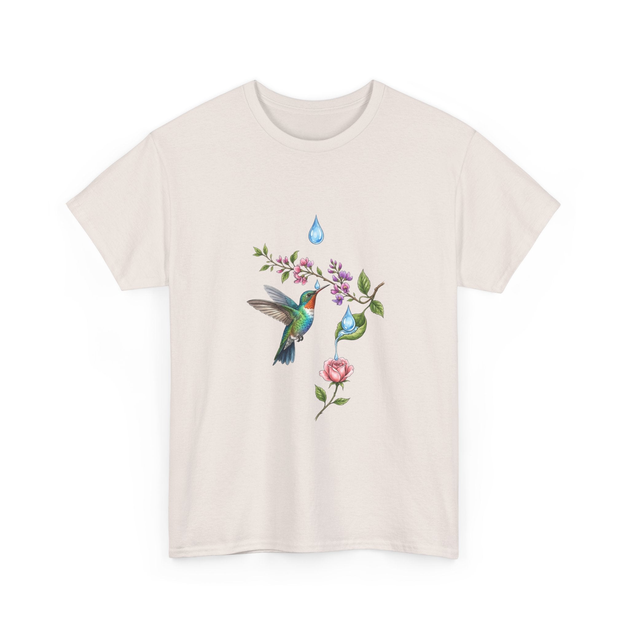 Hummingbird & Floral Tee — Watercolor Garden Shirt