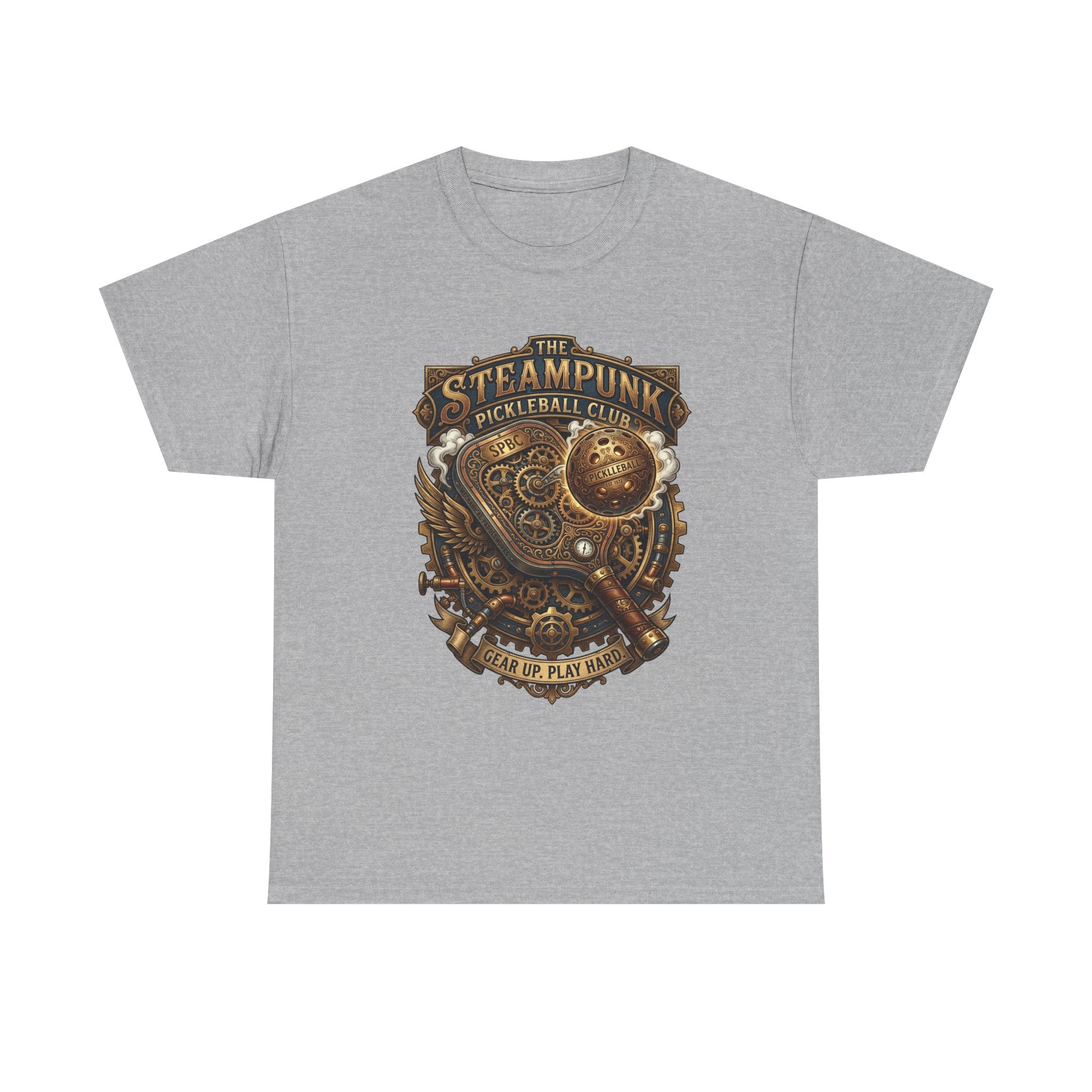 Steampunk Pickleball Club T‑Shirt – Vintage Gear & Gears Graphic Tee