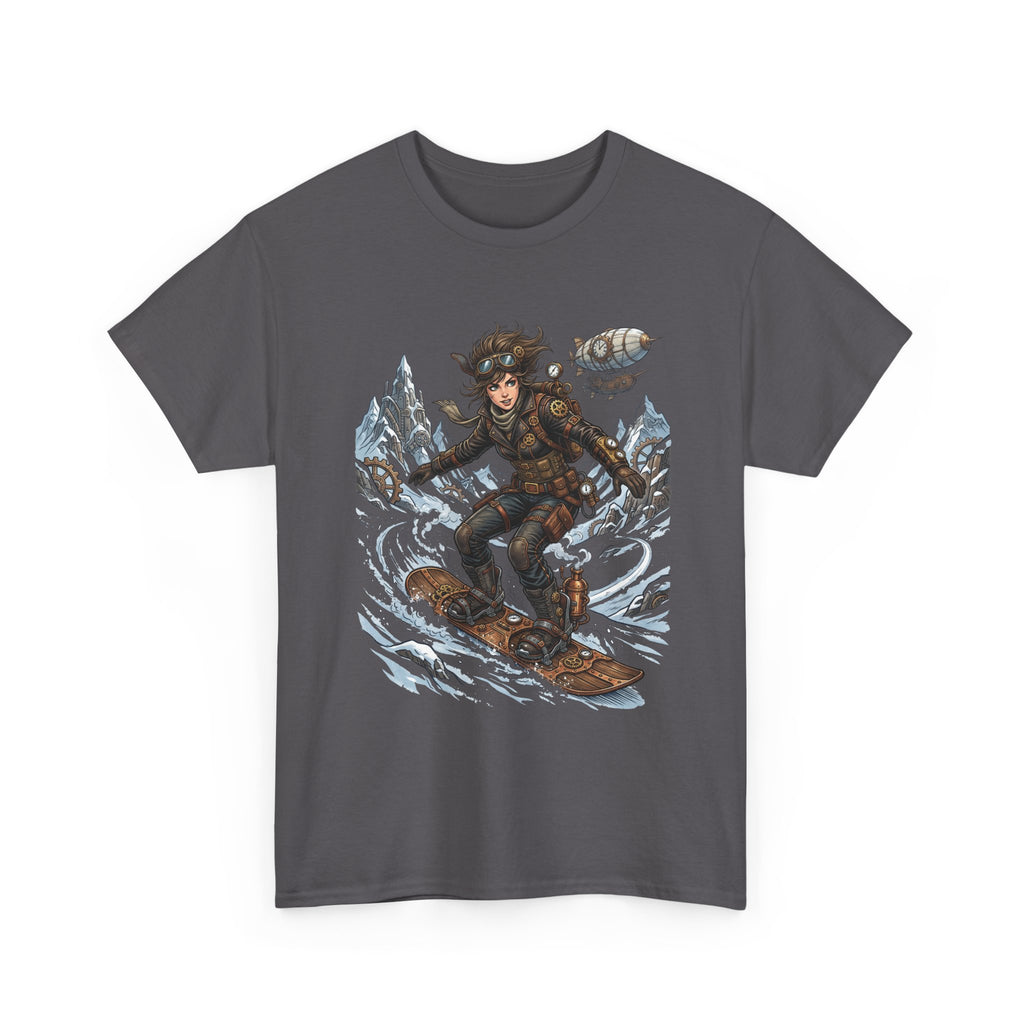 Steampunk Girl Snowboarder Graphic Tee — Winter Snowboarding Adventure Shirt