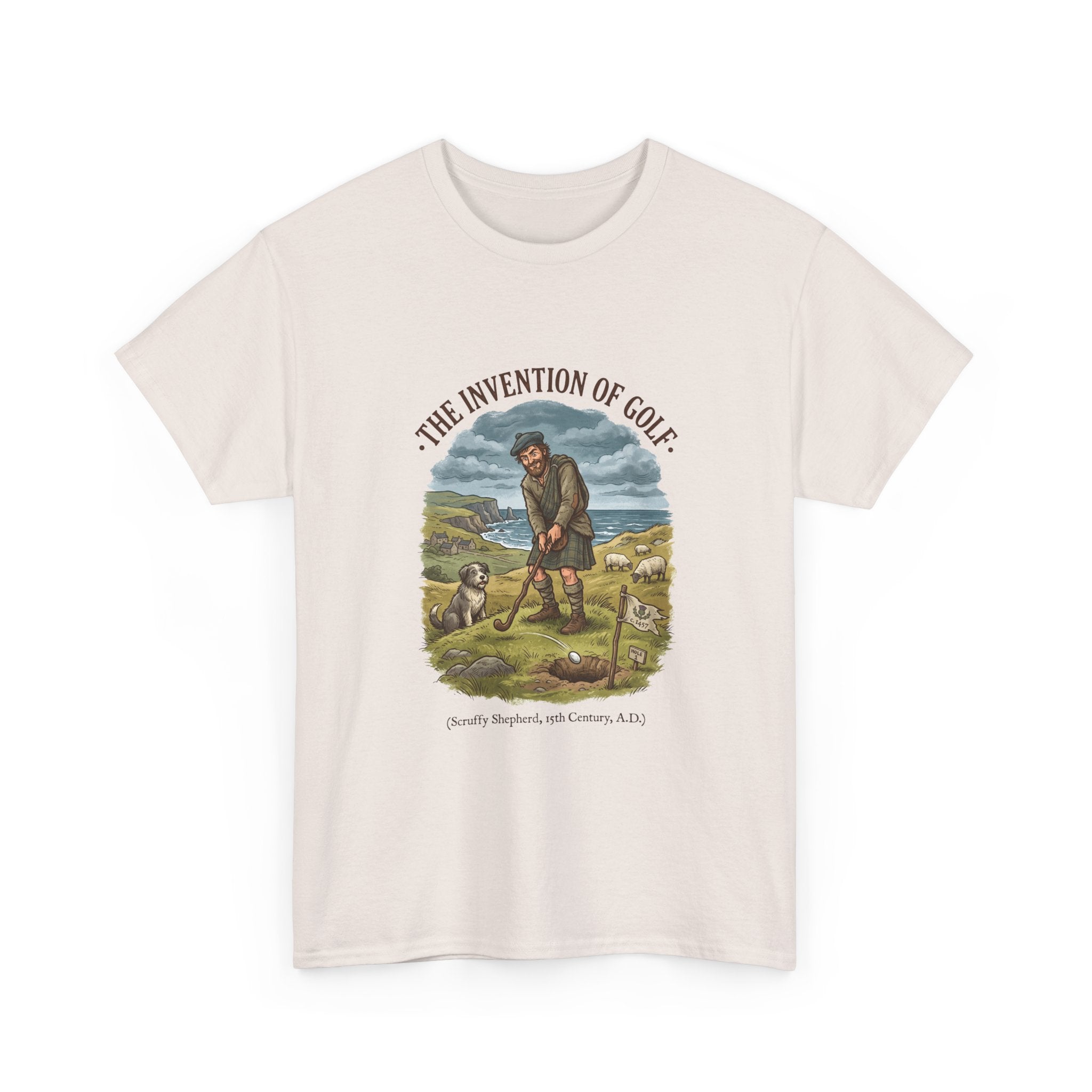 The Invention of Golf T-Shirt — Vintage Golfer Illustration Tee