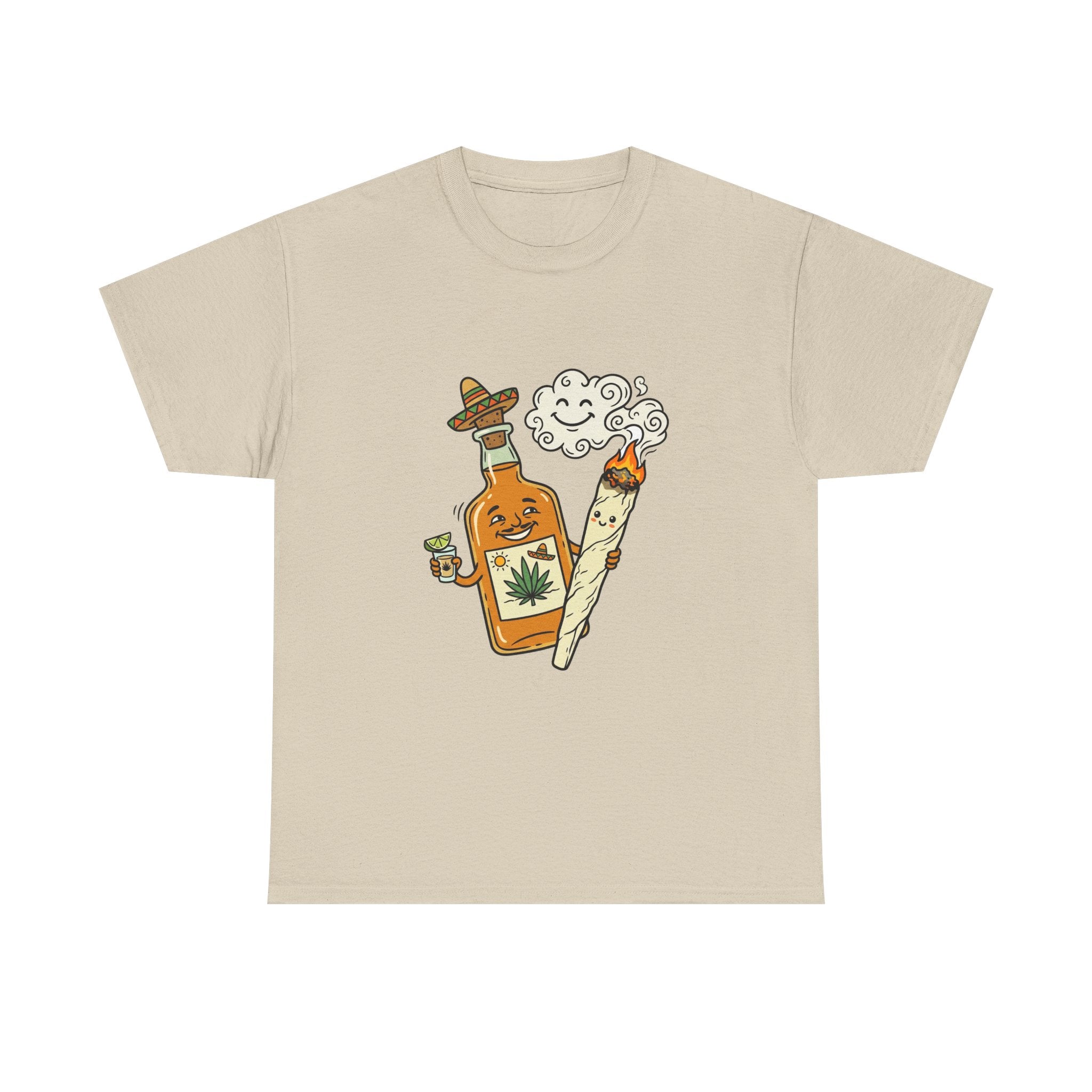 Cannabis & Tequila Tee — Funny Joint and Bottle Graphic T-Shirt