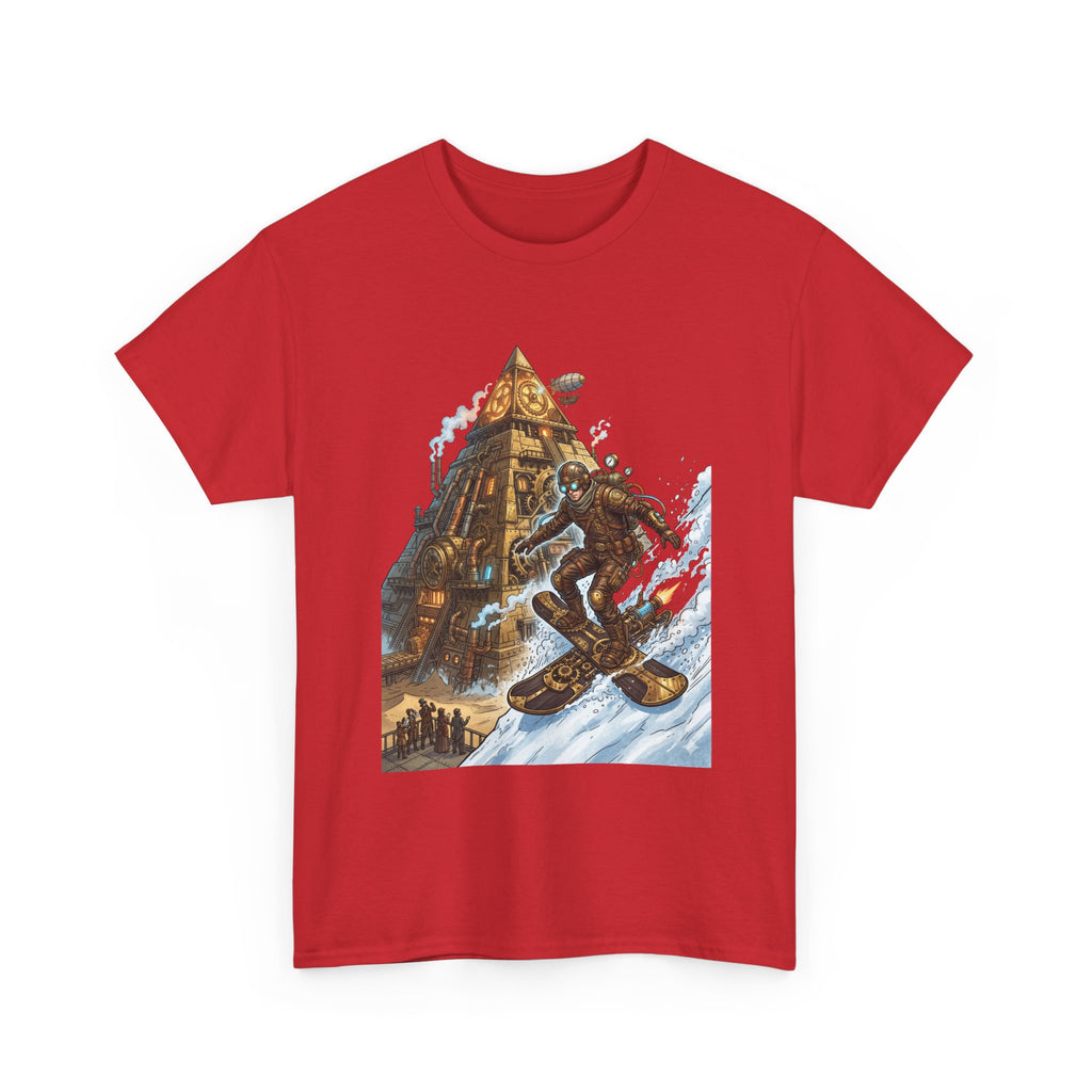 Steampunk Snowboard T‑Shirt — Retro Mountain Adventure Graphic Tee