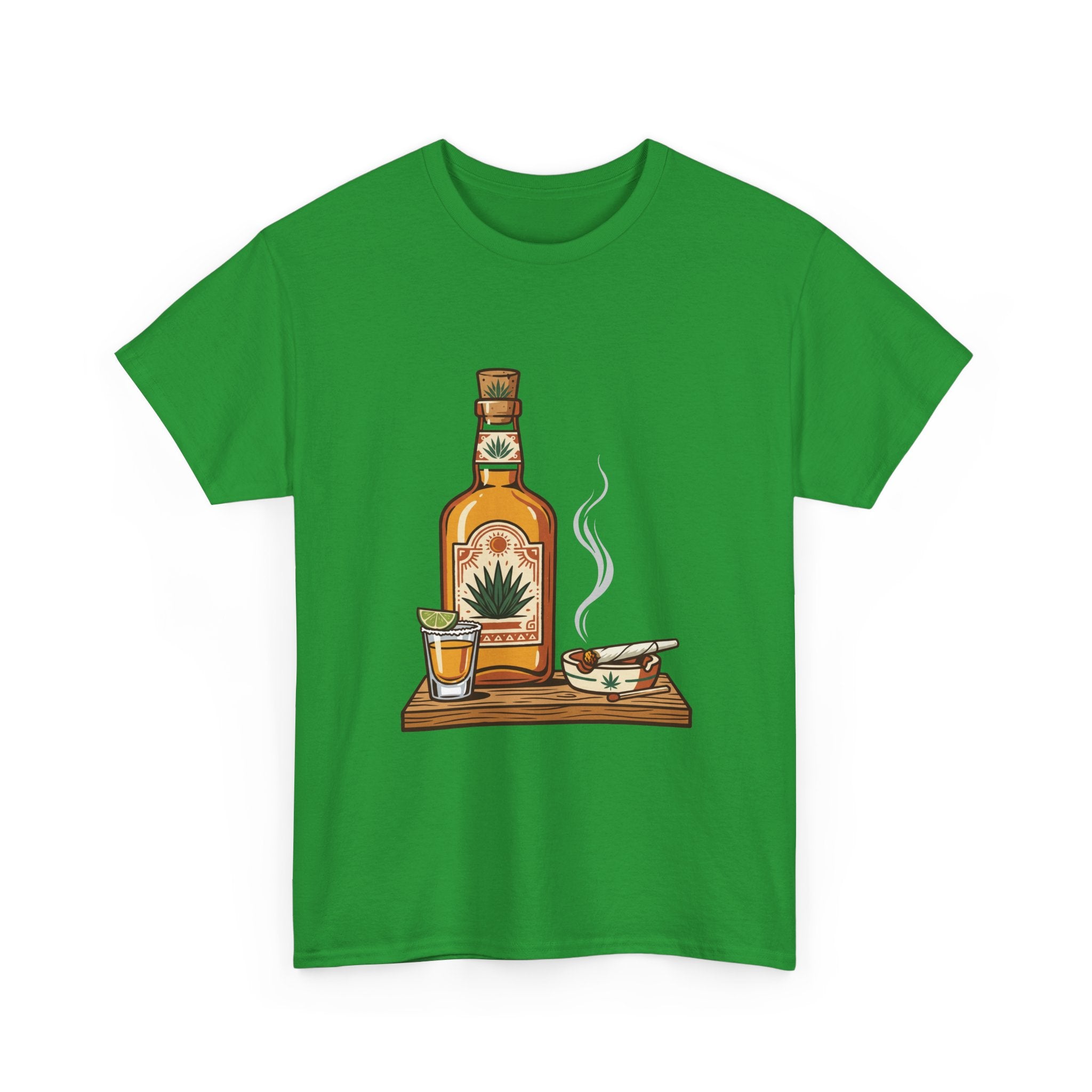 Tequila & A joint Tee — Bottle, Shot Glass & joint Graphic Shirt