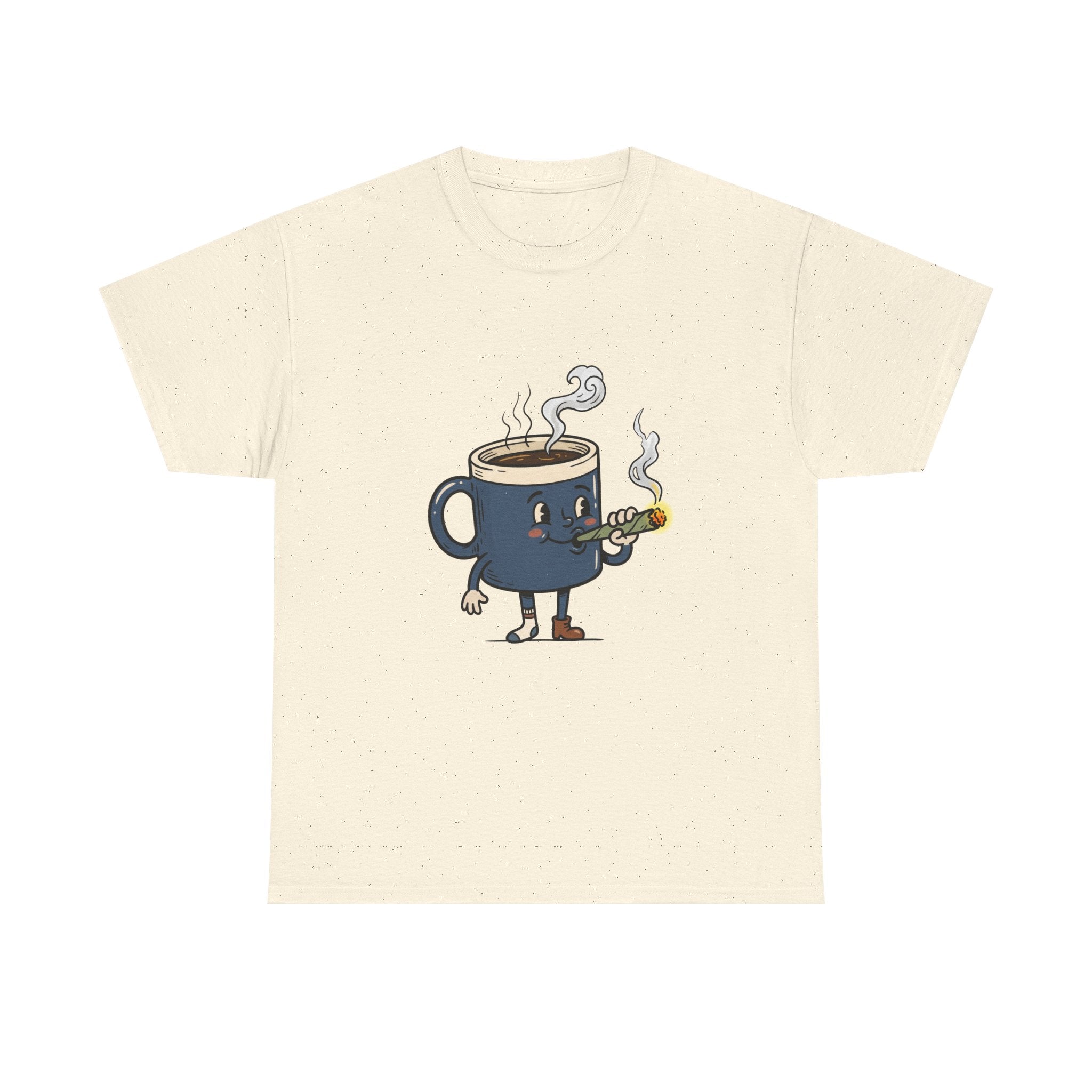 Coffee and a Joint Character Tee — Funny Smoking Joint Cartoon Shirt