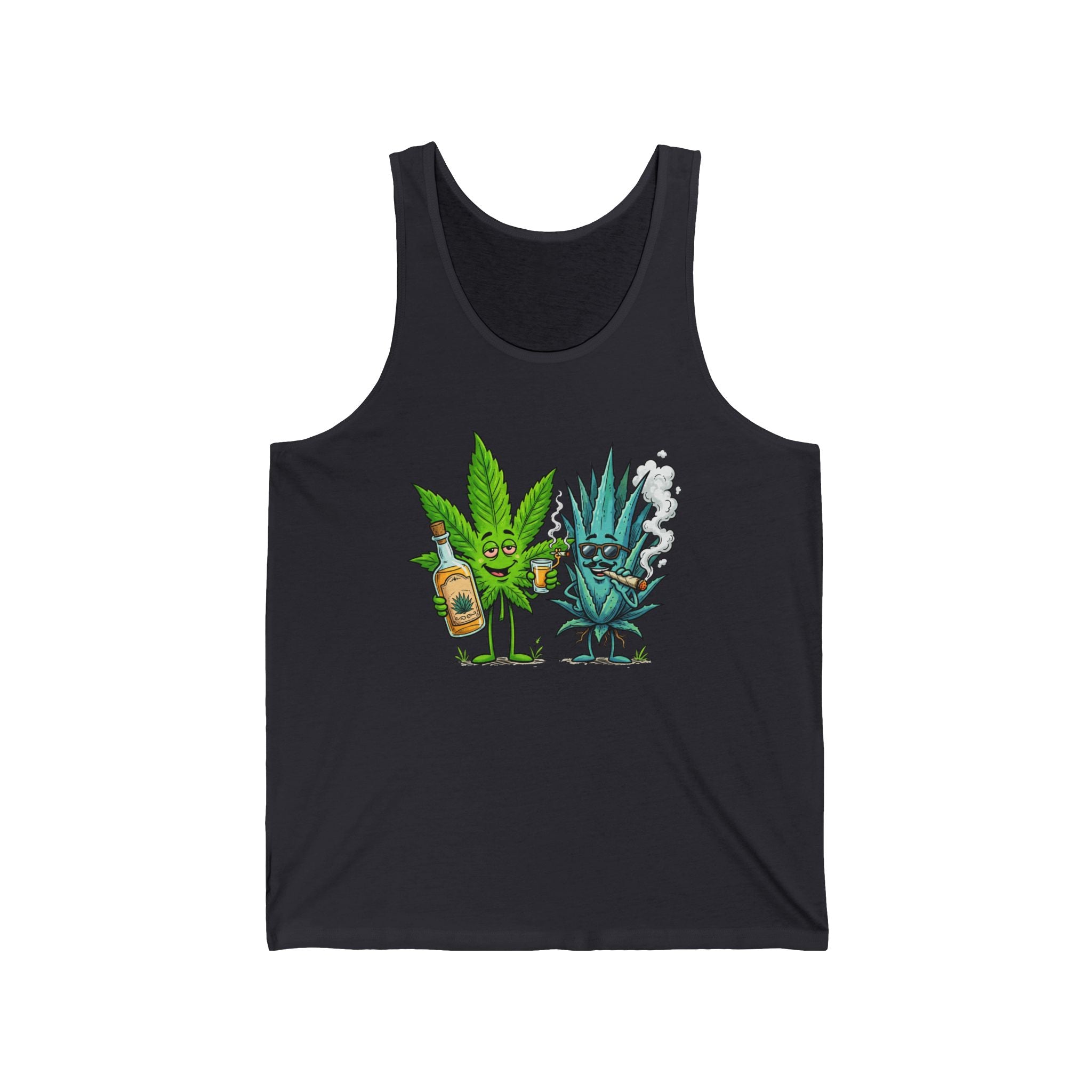 Tequila & Cannabis Buds Tank Top — Funny Marijuana/Agave Leaf & Joint Graphic Sleeveless Shirt
