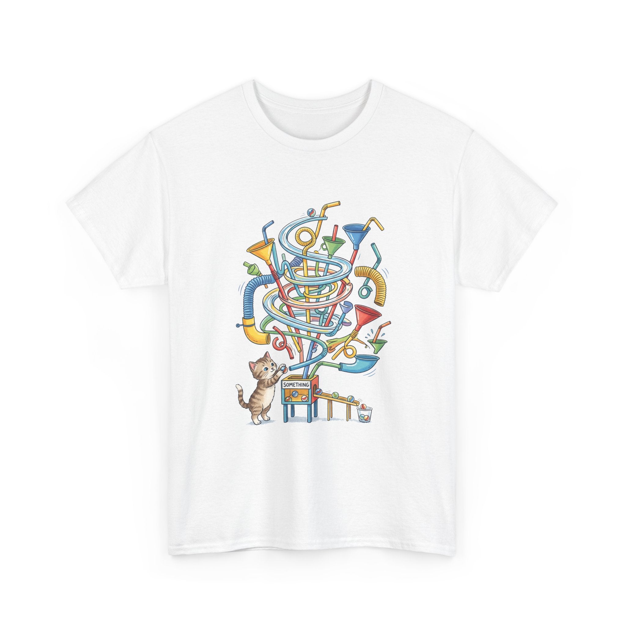 Music Cat T-Shirt — Whimsical Cat Playing Colorful Instruments Tee