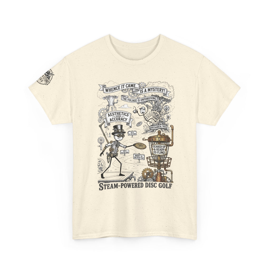 Steam-Powered Disc Golf T-Shirt | Steampunk Disc Golf Design