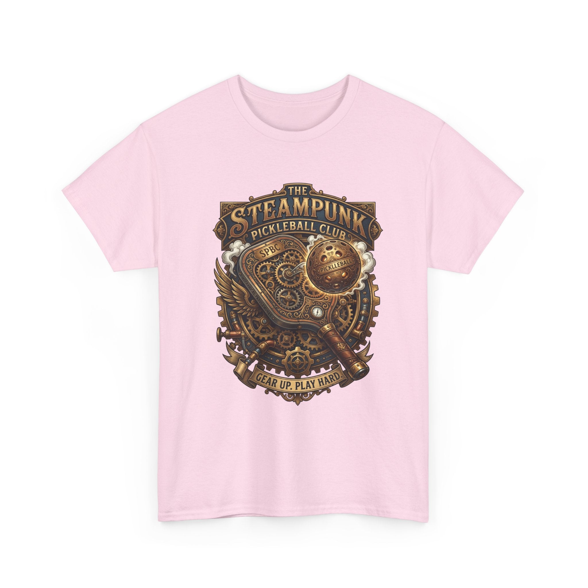 Steampunk Pickleball Club T‑Shirt – Vintage Gear & Gears Graphic Tee