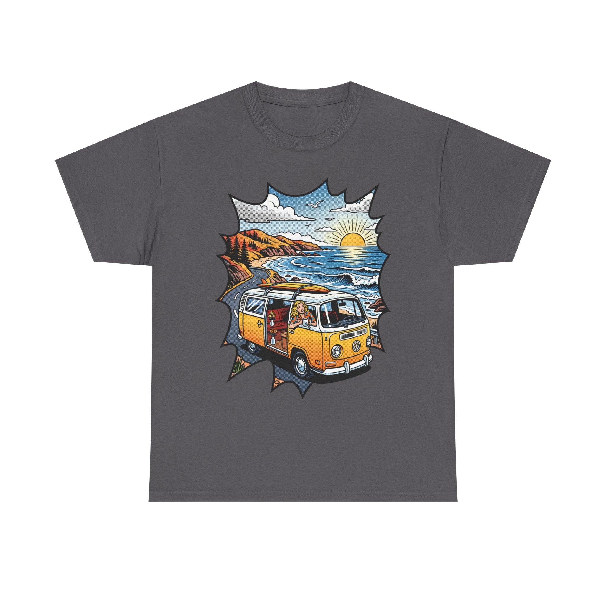 Road Trip Van T-Shirt — Vintage Camper Beach Sunset Tee